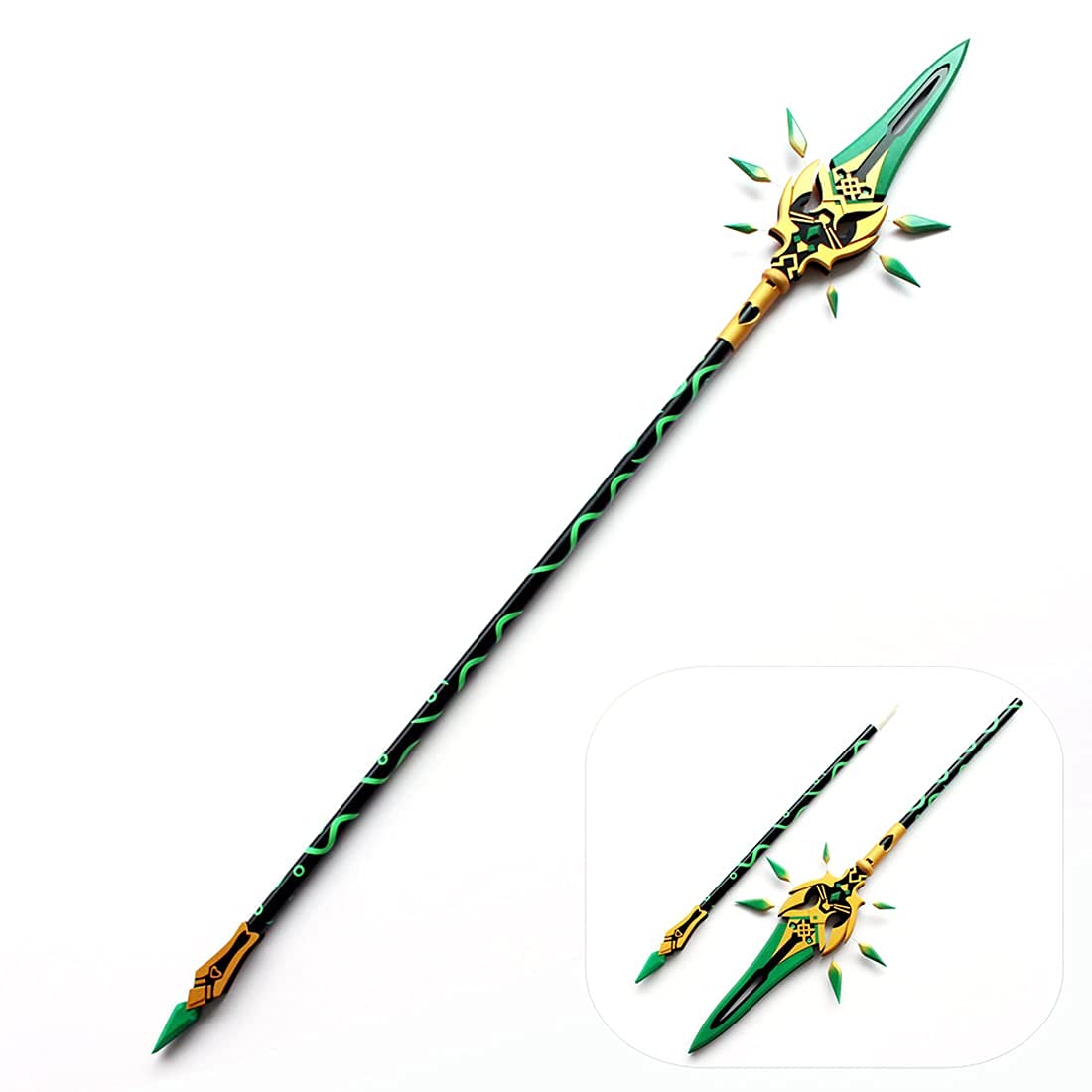 Genshin Impact Xiao Cosplay Weapon - 180cm Primordial Jade Winged-Spear Detachable Sword Prop for Halloween, Anime Conventions & Cosplay Events | FINER SHOP Premium Cosplay Accessories