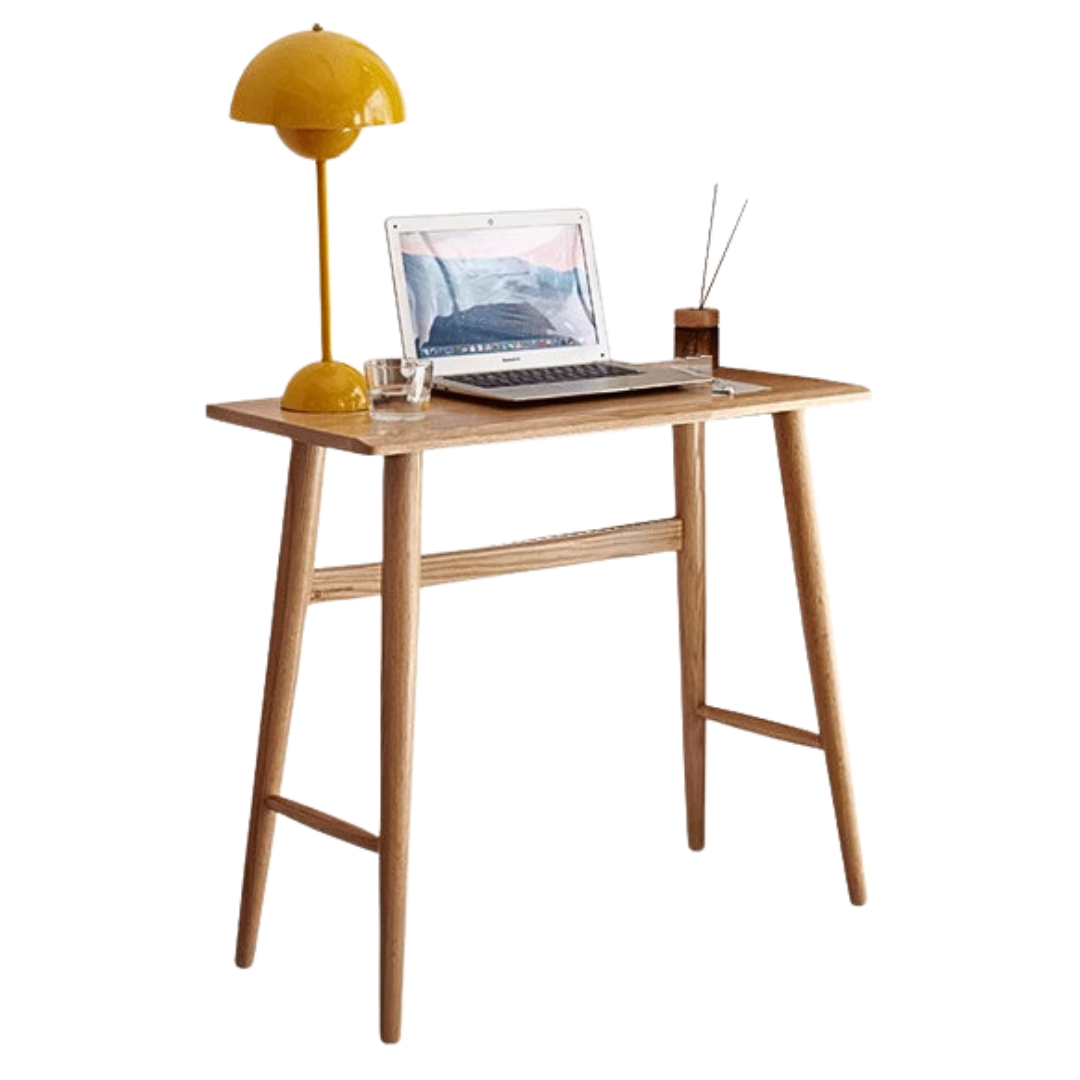 Solid Oak & Cherry Wood Narrow Office Desk - Compact Workspace Solution for Small Spaces & Home Offices