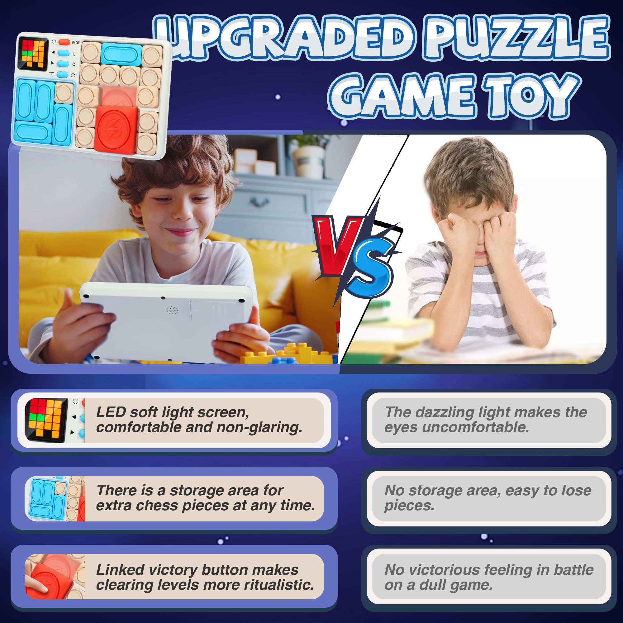 Super Slide Puzzle Games for Kids & Teens – 500+ Brain Teaser Challenges with 7 Difficulty Levels | Portable Travel Toy with Storage Compartment | Perfect Gift for Boys & Girls | Fun for Road Trips, Family Game Nights & Classroom Activities