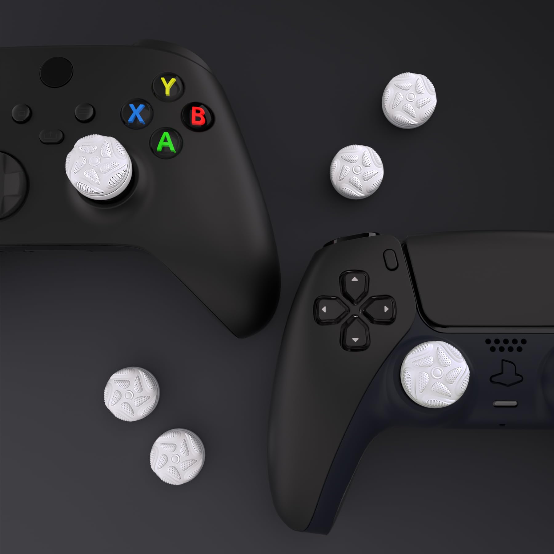 PlayVital Joystick Thumb Grip Caps for PS5/PS4, Xbox Series X/S, Xbox One/Elite Series 2 & Nintendo Switch Pro Controller - White | Ergonomic Comfort for Gaming | Perfect for FPS, Racing & Long Gaming Sessions