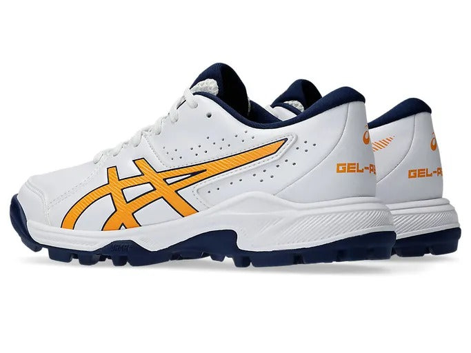 ASICS Gel Peake 2 Cricket Shoes for Men - White & Stadium Orange - Lightweight Comfort with GEL Cushioning - Perfect for Cricket Matches & Training Sessions