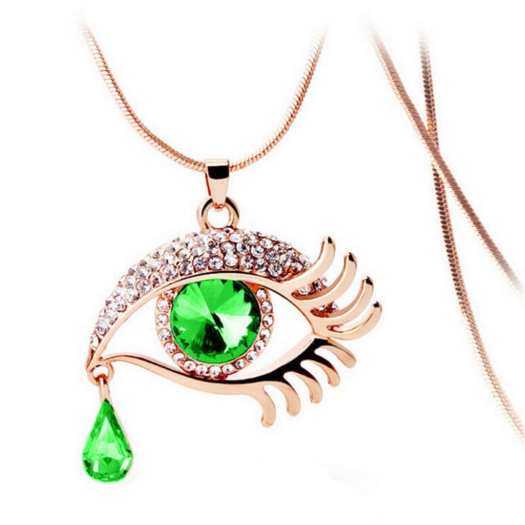 Crystal Magic Eye Tear Drop Chain Necklace for Women & Men - Long Eyelash Choker with Sweater Pendant - Fashion Jewelry Gift for Birthday, Christmas (One Size) | Perfect for Parties, Date Nights & Special Occasions