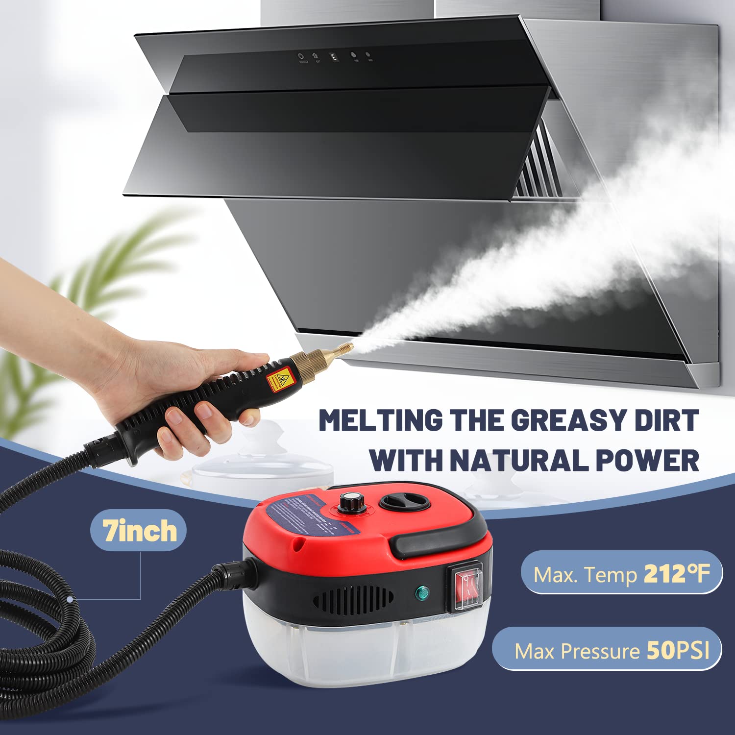 Moongiantgo 2-in-1 Handheld Steam Cleaner - 1500W High Power Steamer for Home Cleaning, Sanitizing Floors, Tiles, Grout, Windows & More | Portable Multi-Surface Steam Mop with Quick Heat Technology