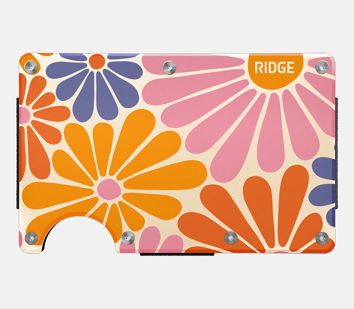 Ridge Wallet - Slim Minimalist RFID Blocking Metal Wallet for Men & Women | Flower Power Design | Perfect for Everyday Carry, Travel & Gifting