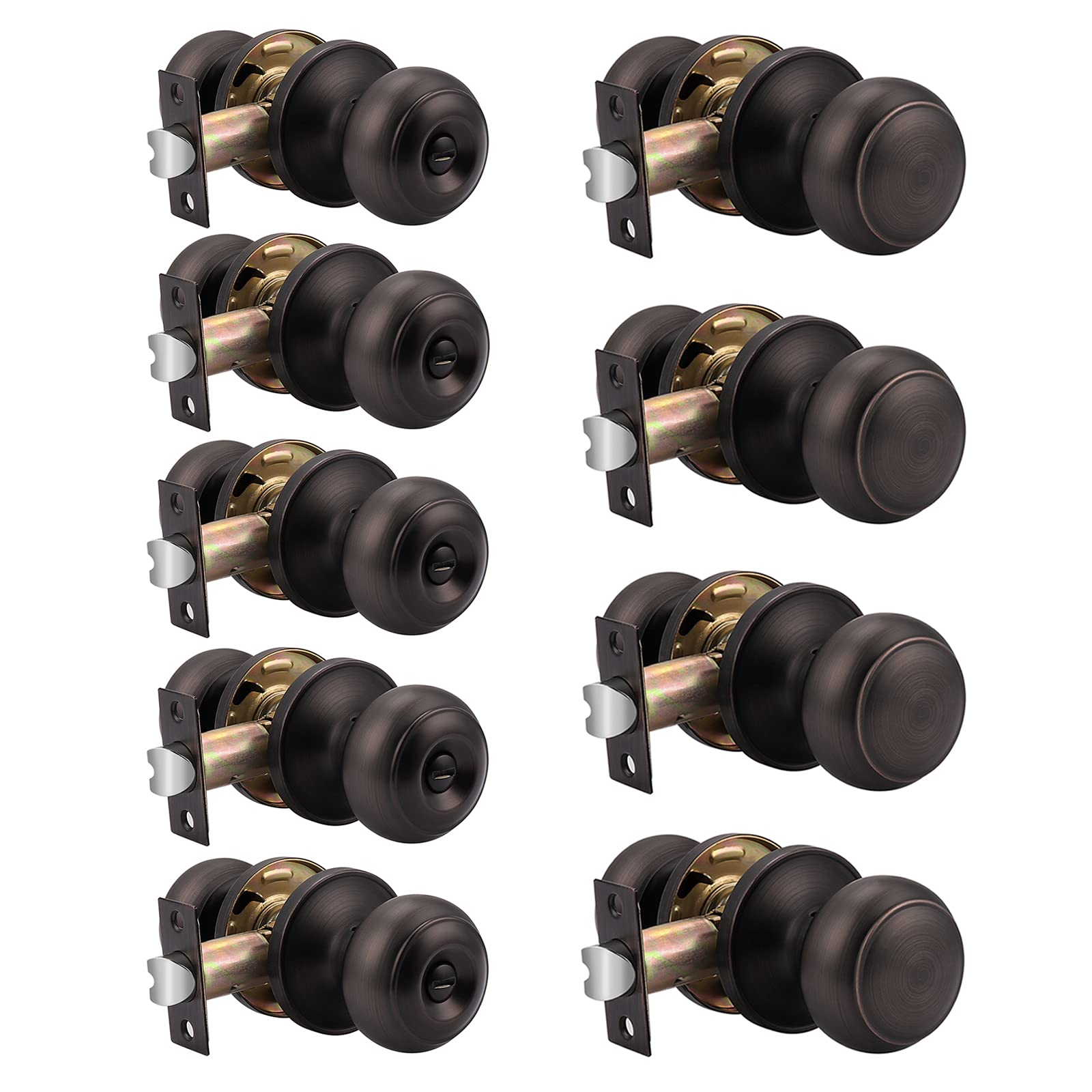 Probrico 5-Pack Privacy Door Knobs & 4-Pack Passage Door Knobs Set - Oil Rubbed Bronze Interior Door Handles for Bathroom, Bedroom & Hall Closet - Perfect for Home, Office & Rental Property Privacy Needs