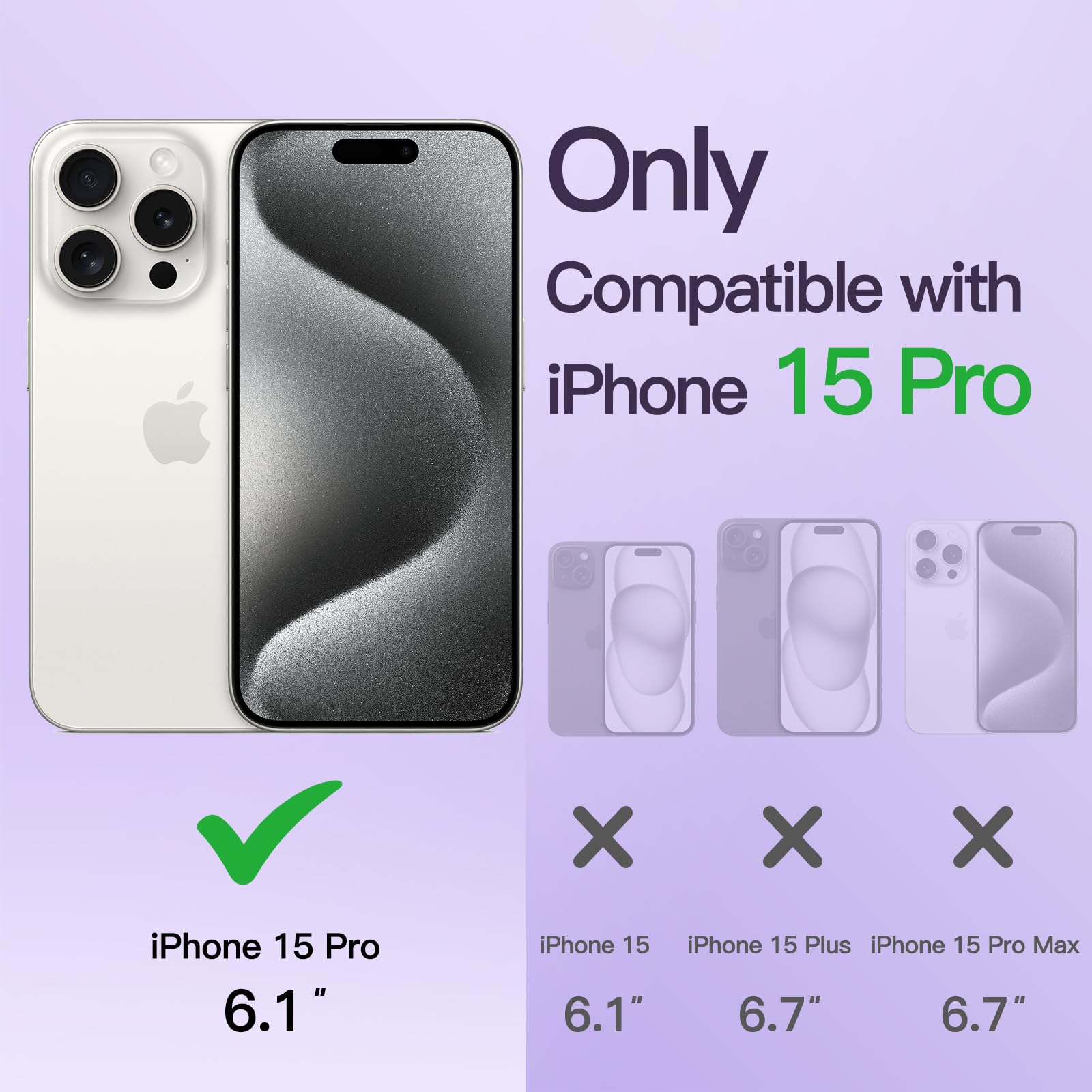 JETech Soft Clear Case for iPhone 15 Pro 6.1-Inch - Shockproof TPU Phone Cover with Full Camera Protection & MagSafe Wireless Charging Compatibility (Purple) - Perfect for Everyday Use, Travel & Outdoor Activities