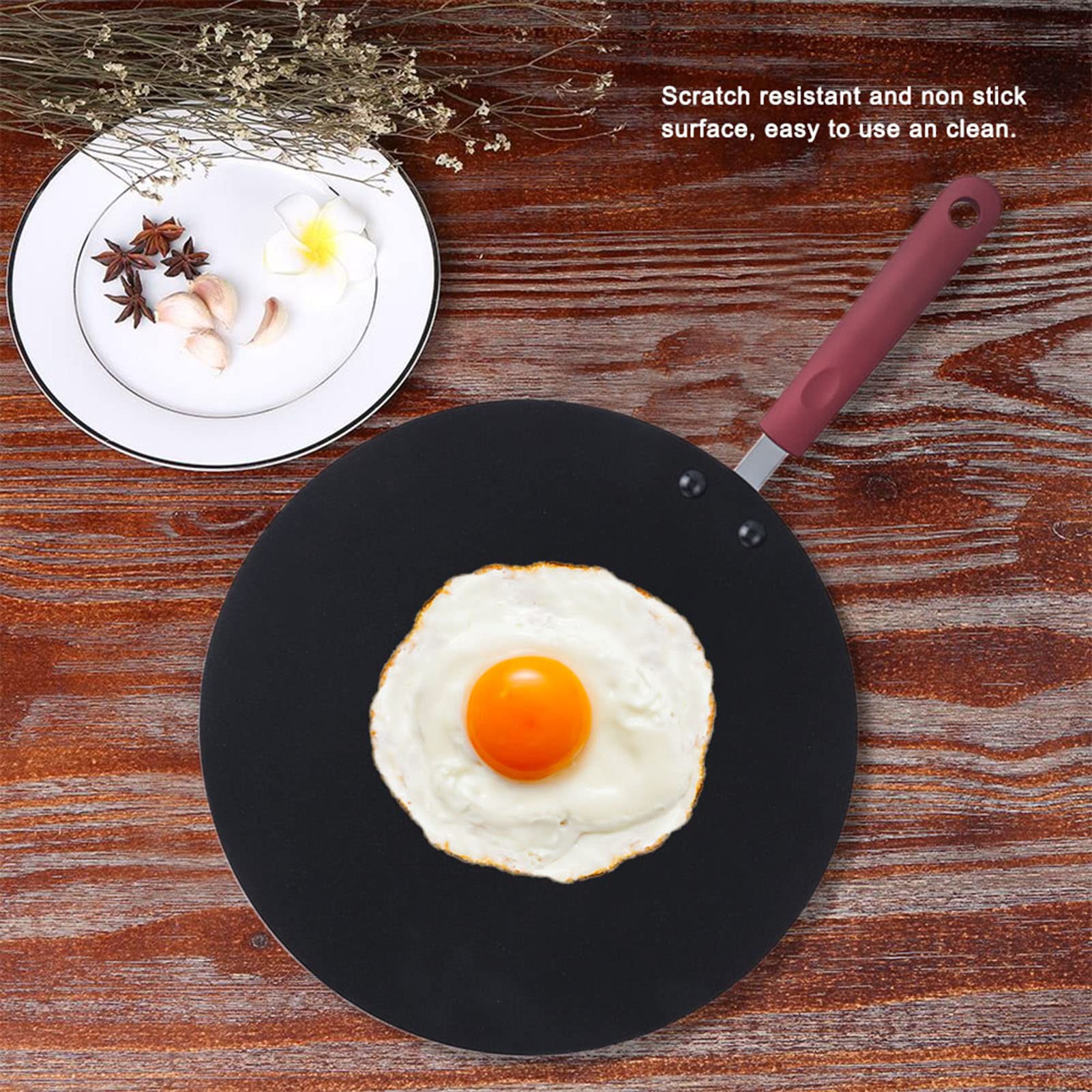 Non-Stick Portable Crepe Maker Pan with Spreader - Mini Pancake Griddle for Home Cooking, Breakfast & Desserts - Perfect for Crepe Lovers, Camping & Quick Meals