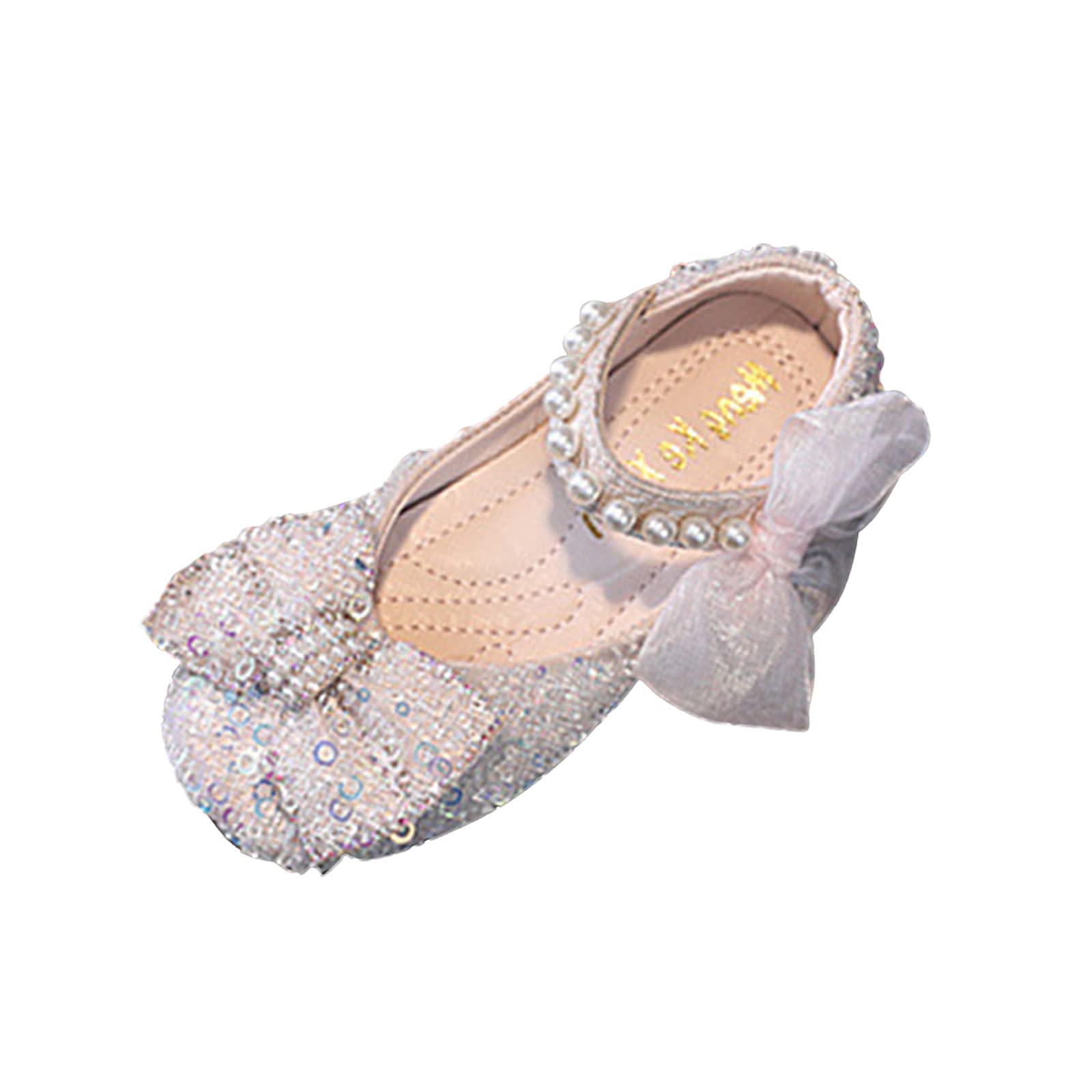Sparkly Pearl Rhinestone Dance Shoes for Girls - Comfortable Orthopedic Ballet Flats for Kids, Princess Party & Wedding Shoes - Perfect for Performances, Recitals, and Special Occasions