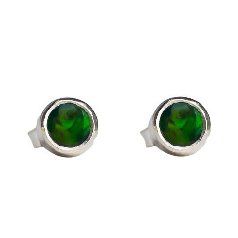 Black Flash Australian Opal Stud Sterling Silver Earrings for Women - Elegant 925 Silver Jewelry Gift for Birthday, Anniversary & Special Occasions