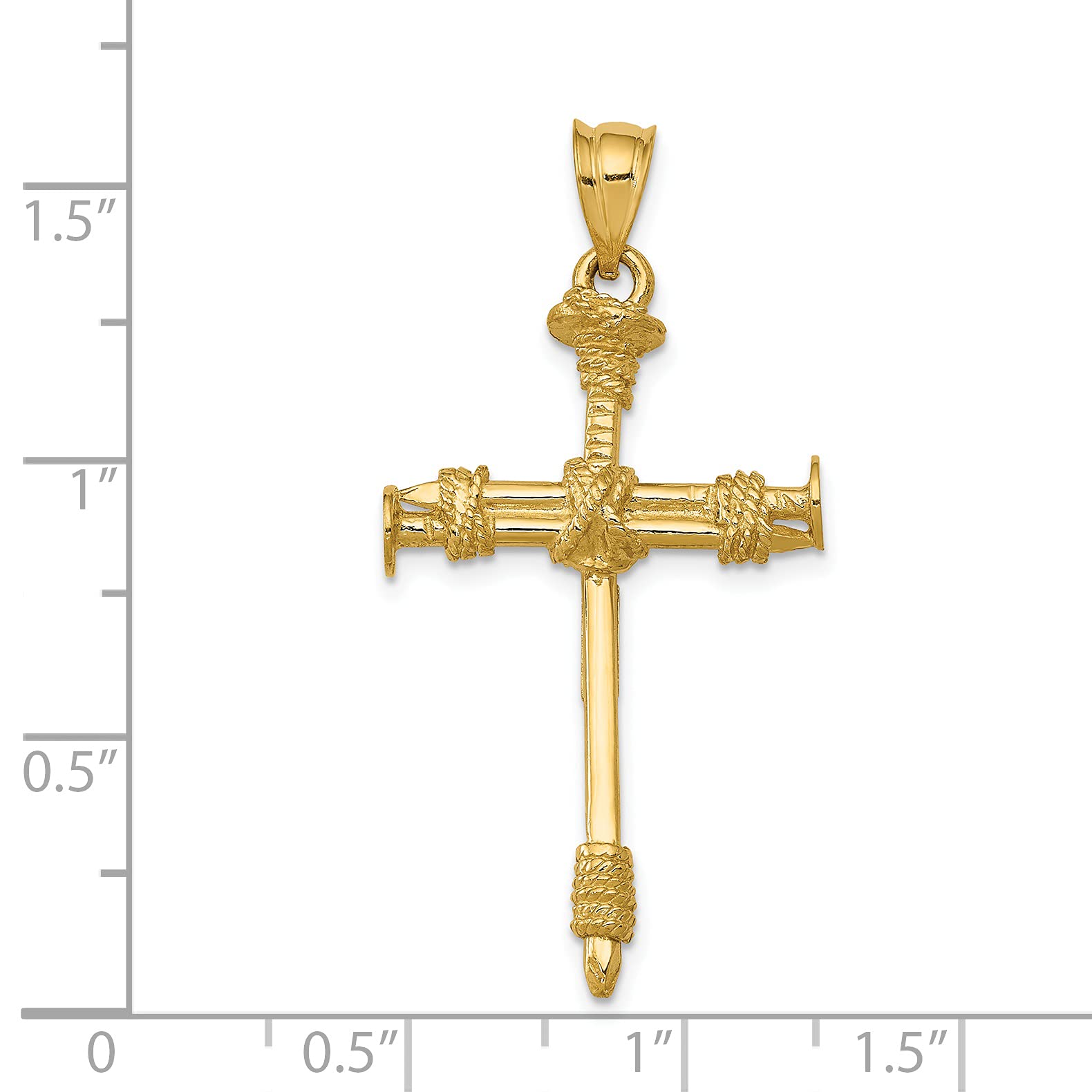 14K Gold Polished Nail Cross Pendant Necklace - Religious Jewelry for Women & Men - Perfect for Church, Baptism, Confirmation & Everyday Wear