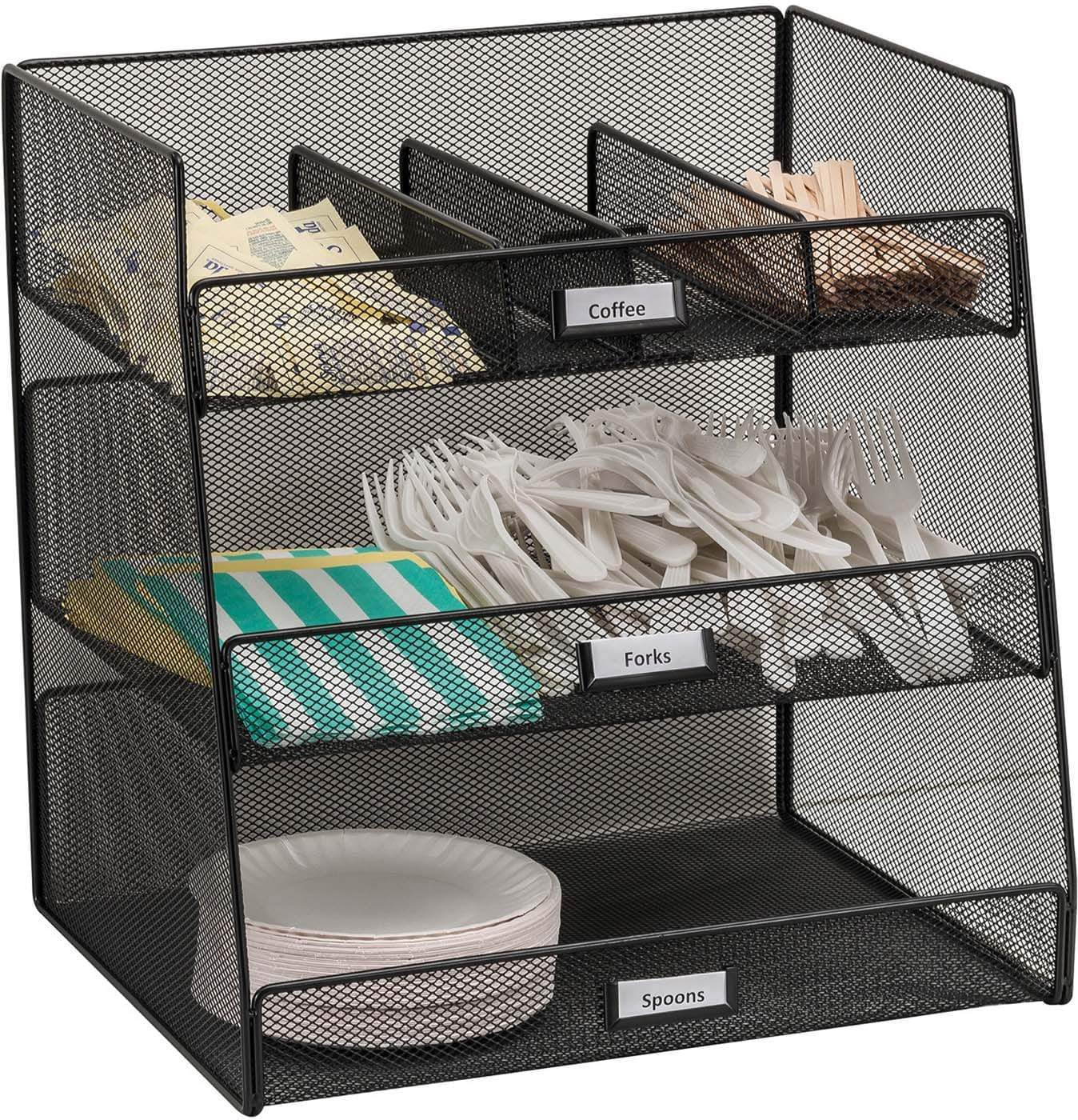 Onyx™ Mesh Black Breakroom Organizer [3293BL] - Perfect for Office, Kitchen, and Home Storage Organization