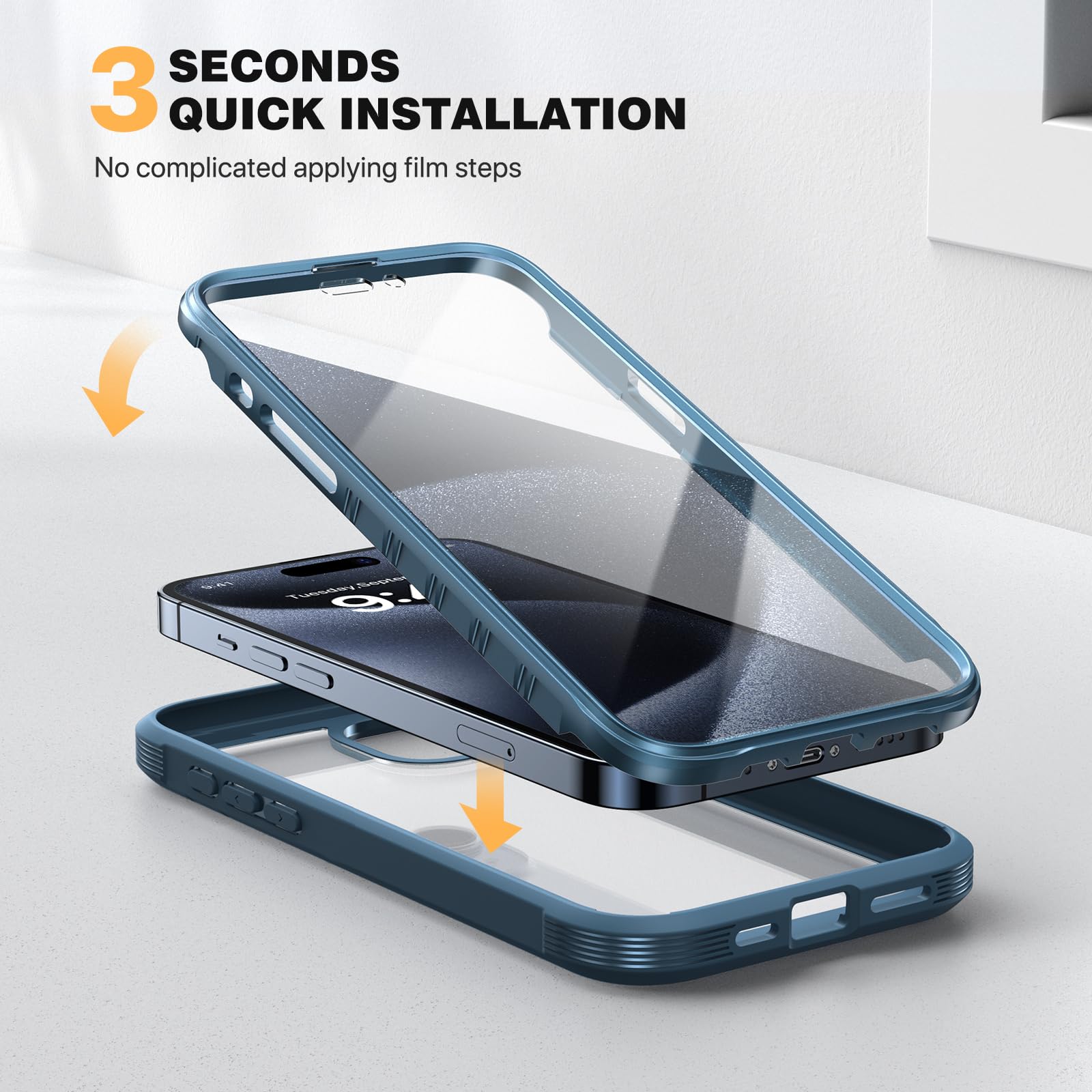 Diaclara Rugged iPhone 15 Pro Case 6.1