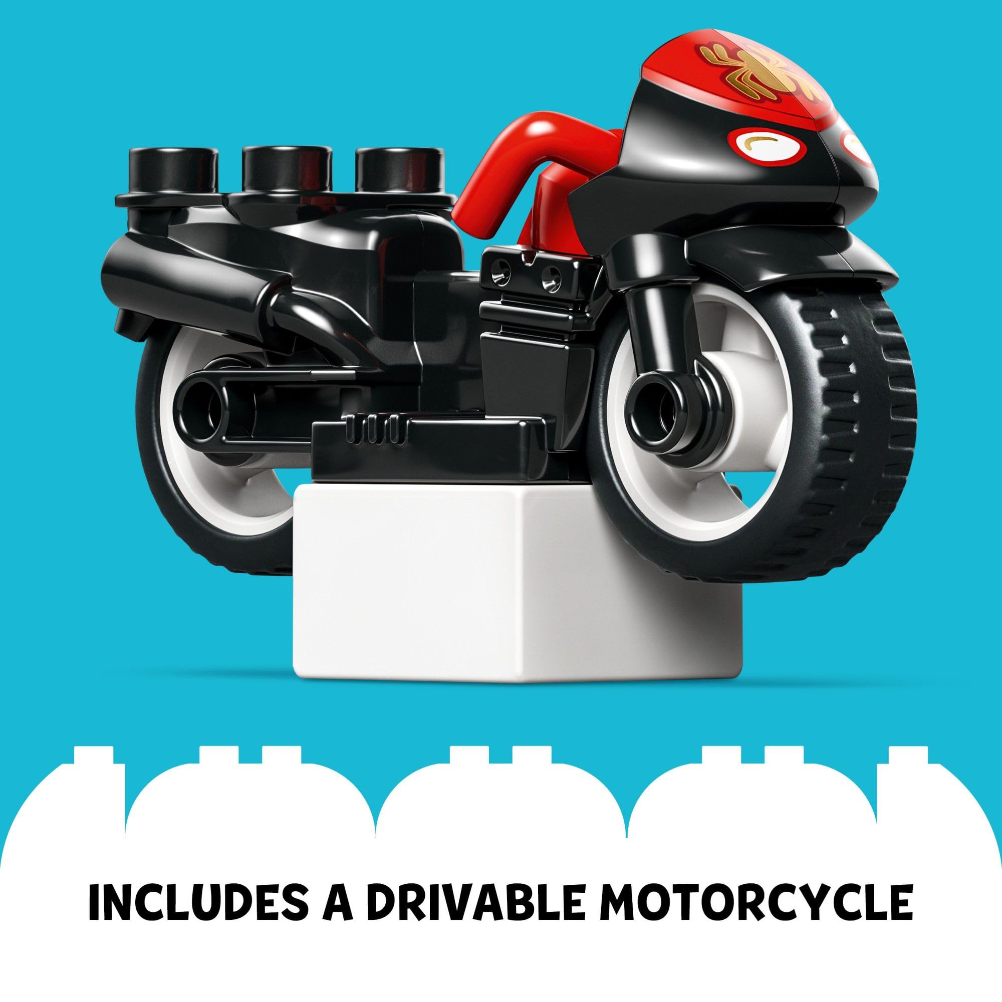 LEGO DUPLO Marvel Spidey and His Amazing Friends Motorcycle Adventure Playset - Build & Rebuild Toddler Toy for Kids Ages 2+ (10424) | Preschool Learning Toy for Creative Play & Superhero Role-Playing