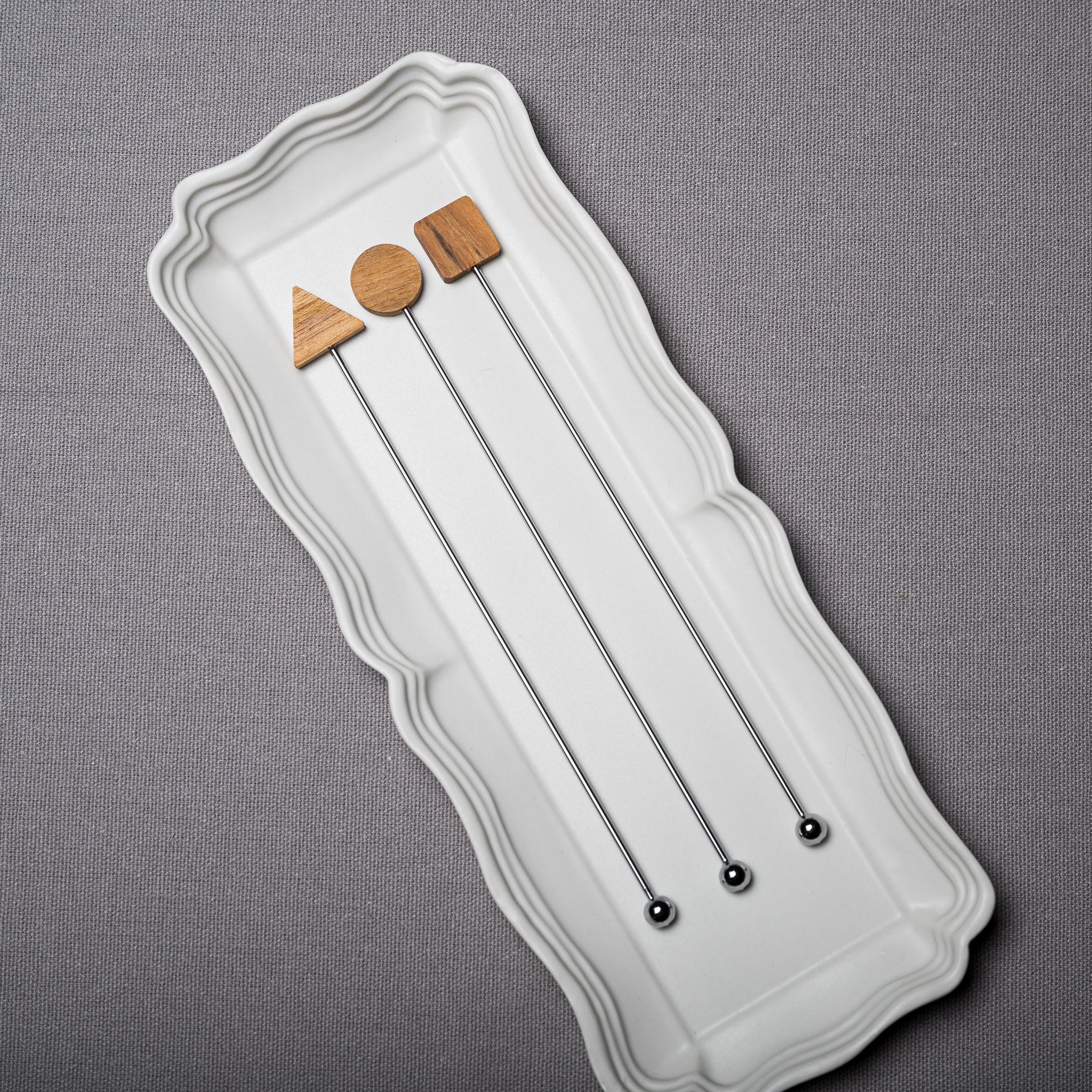 Premium Tsubamesanjo Pewter Plated Cocktail Stirrer Set with Wooden Block - 3 Elegant Styles for Home Bar, Mixology & Gift Giving
