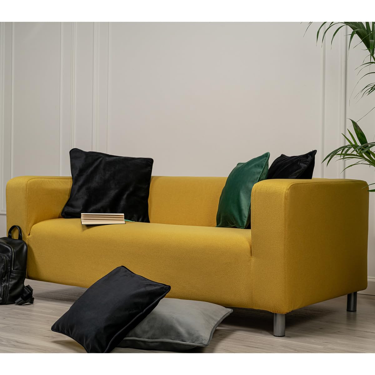 Klippan Loveseat Cover Replacement for IKEA Klippan Sofa - Durable Stretch Slipcover in Mustard Yellow | Perfect for Home Decor, Pet Protection & Furniture Refresh
