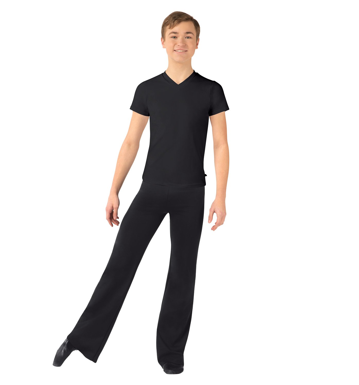Boys Dance T-Shirt - V-Neck Cotton Performance Shirt for Ballet & Jazz - White ME810CWHTI - Perfect for Dance Classes, Recitals & Practice