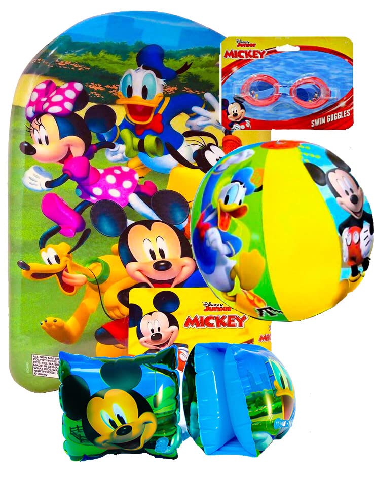 Best Swimming Pool Set for Kids - 5 PCS Swim Gear with Kickboard (17x10 inch), Goggles, 2 Arm Floaties & Beach Ball - Swimming Aid & Training Equipment for Boys & Girls Ages 4+ - Perfect for Pool Parties, Swim Lessons & Summer Fun