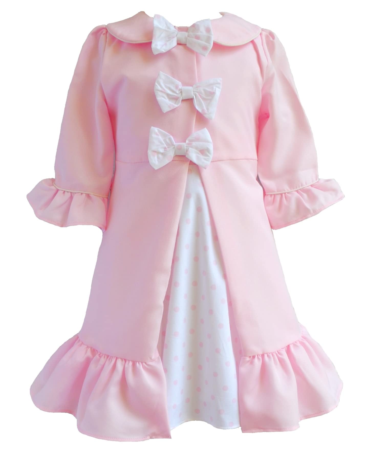 Rare Editions Girls' Pink & White Dot Poplin Dress with Bow Peplum Coat Set (12M-6X) - Perfect for Easter, Birthday Parties & Special Occasions