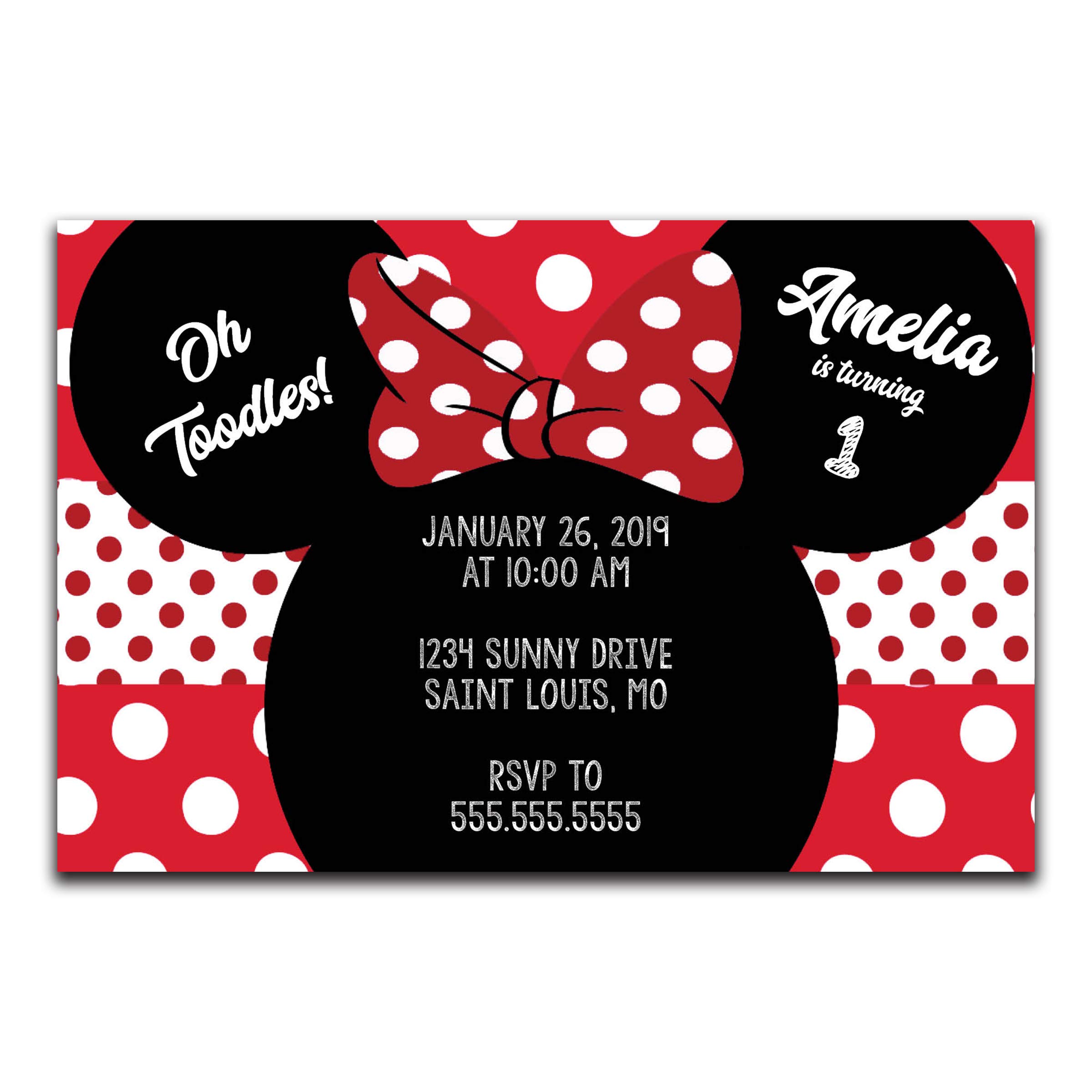 Personalized Minnie Mouse Birthday Party Invitations - Set of 20 Custom Invites for Girls' Birthday Celebrations, Baby Showers & Disney Themed Events
