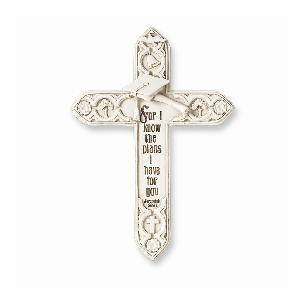 Jewels By Lux Tomaso Graduation Wall Cross - Elegant Religious Home Decor for Graduation Gifts, Baptism, Weddings & Church Ceremonies