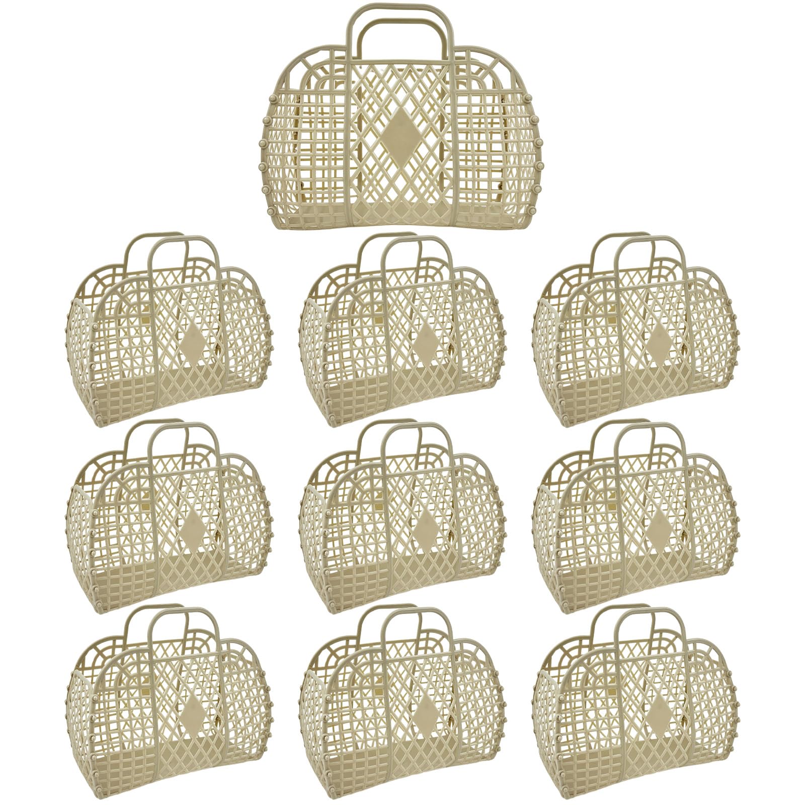 10 PCS Jelly Beach Bags - Reusable Plastic Tote for Beach & Shopping