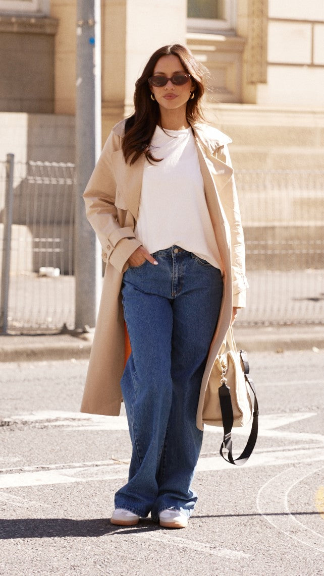 Byron Classic Camel Trench Coat for Women - Waterproof Long Coat with Belt, Perfect for Fall and Winter Fashion, Office Wear & Outdoor Activities