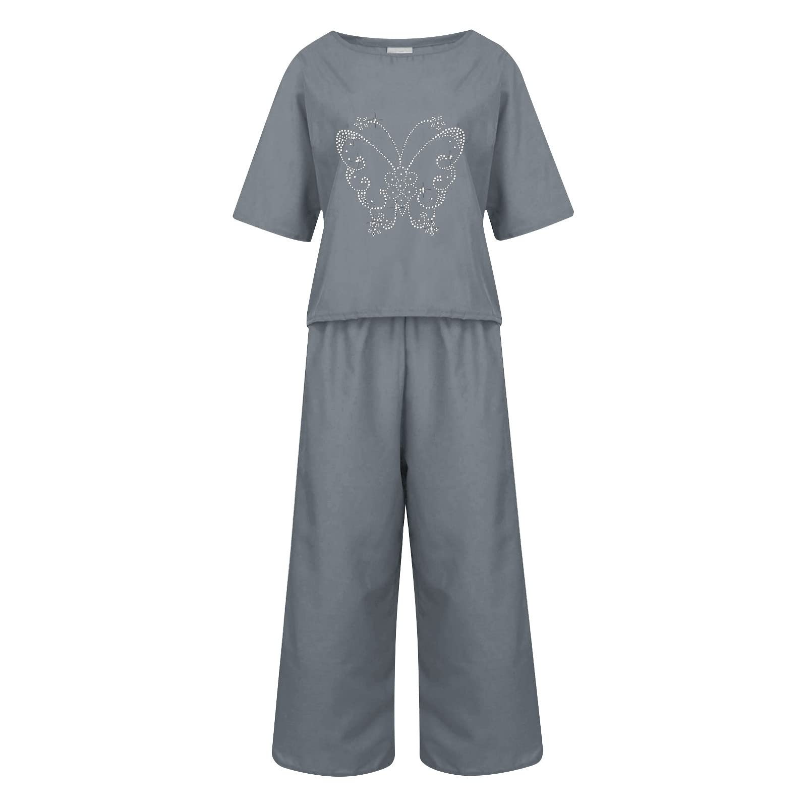 Women's 2-Piece Lounge Set - Soft Short Sleeve Shirt & Comfy Pants Pajama Outfit | Cozy Loungewear for Home, Sleep & Relaxation | Breathable Tracksuit for Yoga & Casual Wear