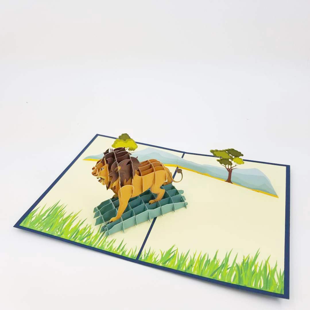 3D Lion Pop Up Birthday Card - Handmade Greeting Card for Son, Daughter, Wife & Friends | Perfect for Animal Lovers & Nature Enthusiasts | Great for Birthdays, Anniversaries & Special Occasions