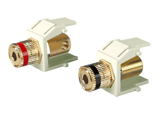 High Density Speaker Binding Post Pair - Red & Black Stripe Keystone Jack for Home Theater & Audio Systems | 2 Color Options