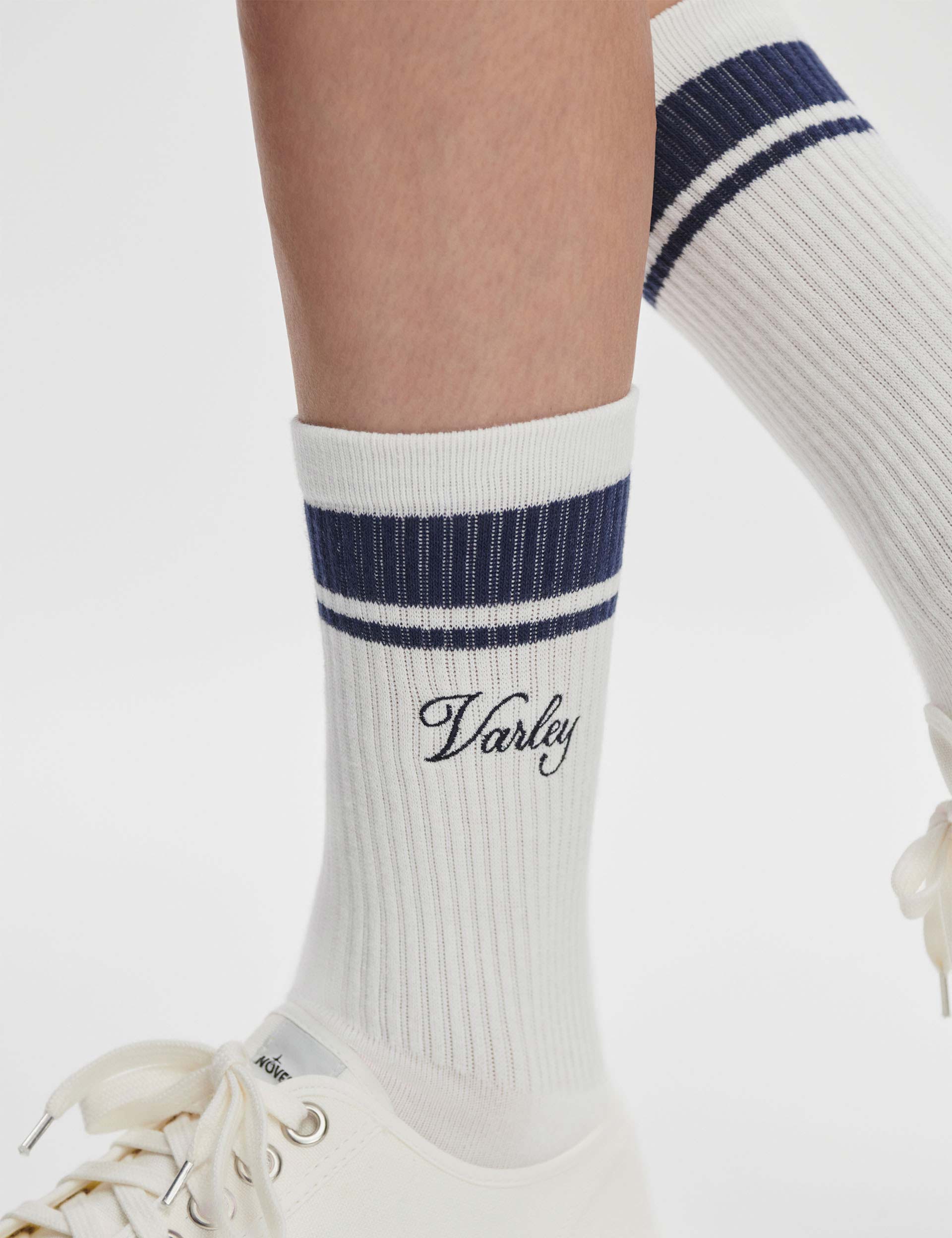 Lamar Club Stripe Socks for Men - White & Blue Nights - Comfortable Casual Athletic Socks for Running, Gym, and Everyday Wear