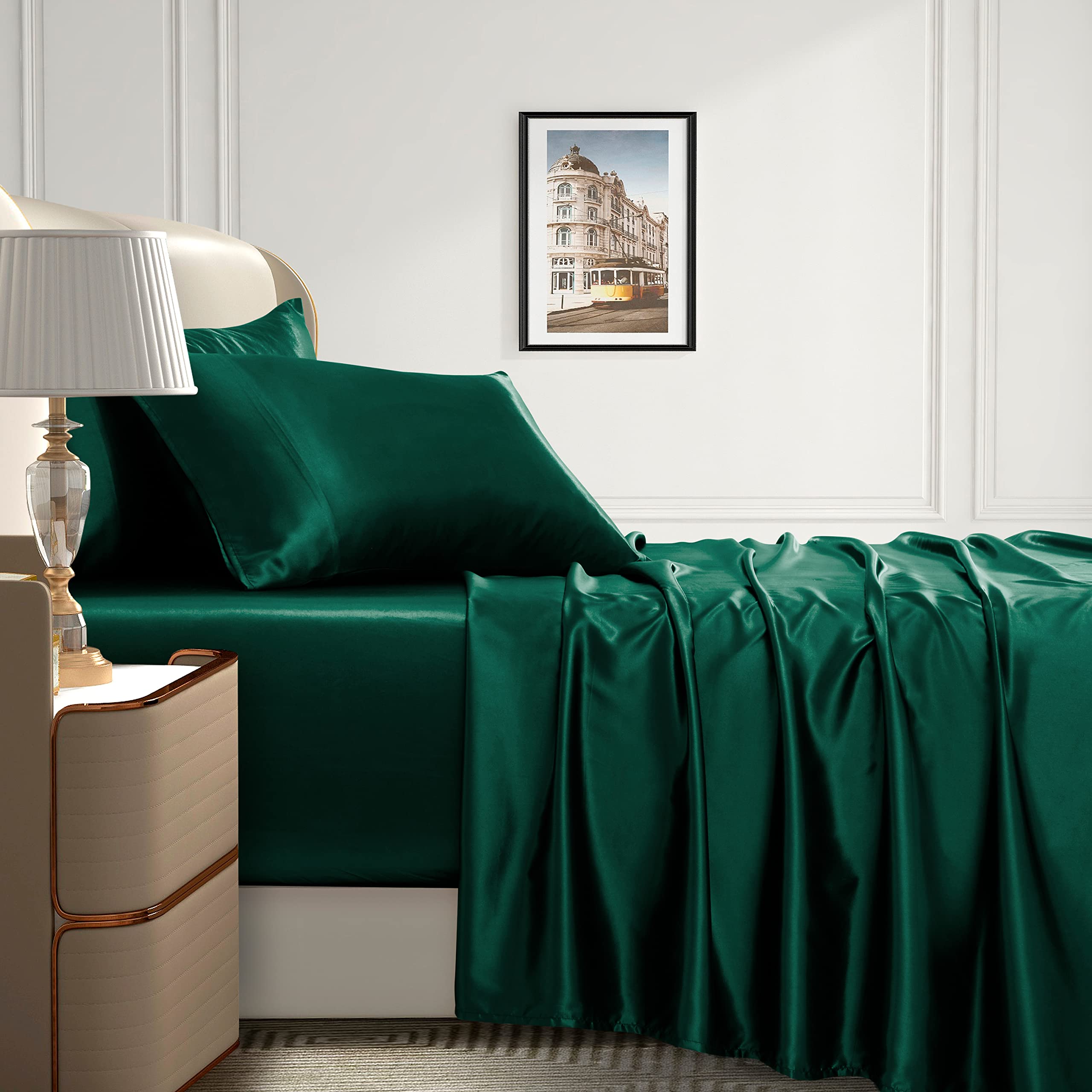 Deep Pocket Satin Sheets 4pc Set - Full Size, 18-24