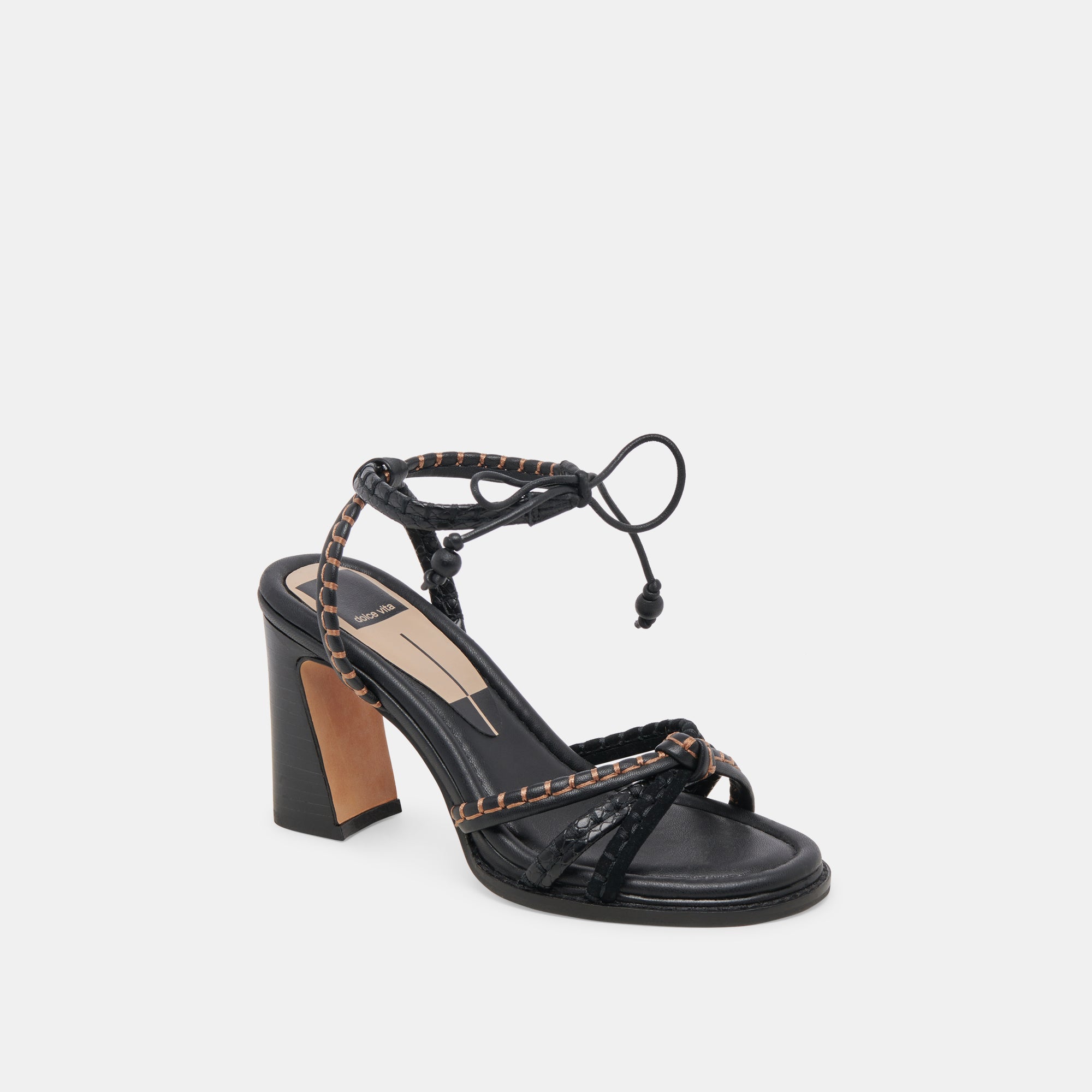 GAZELE Black Multi Leather Heels for Women - Stylish High Heels for Parties, Weddings & Evening Events