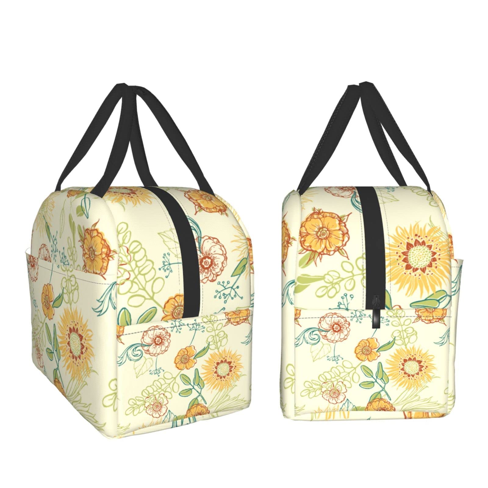 Insulated Sunflower Lunch Bag - Reusable & Leak-Proof Yellow Lunch Box for Men & Women - Perfect for Work, School, Travel & Picnics | Portable Meal Container & Food Tote