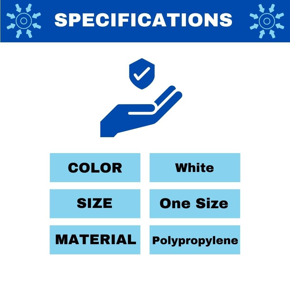 PSBM Disposable Isolation Gowns - 200 Pack White Protective Coveralls with Long Sleeves, Elastic Cuffs & Adjustable Ties | Breathable PPE for Medical, Dental, Lab & Food Service Use | One Size Fits All
