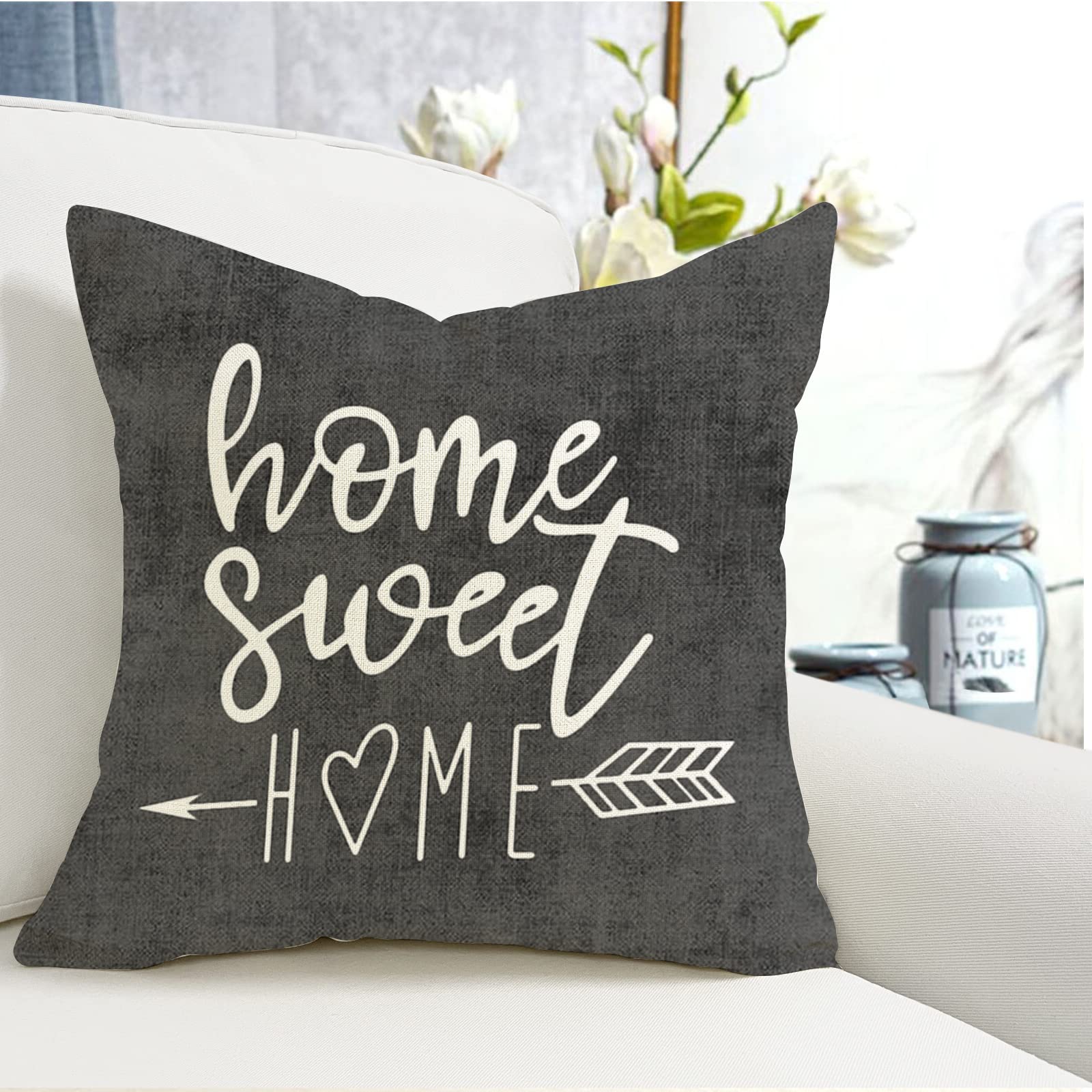 YCOLL 20x20 Inch Set of 4 Linen Pillow Covers - Modern Decorative Throw Pillow Cases for Sofa, Couch, Bed & Car - Rustic Gray Outdoor Fabric - Perfect for Living Room, Patio & Home Decor