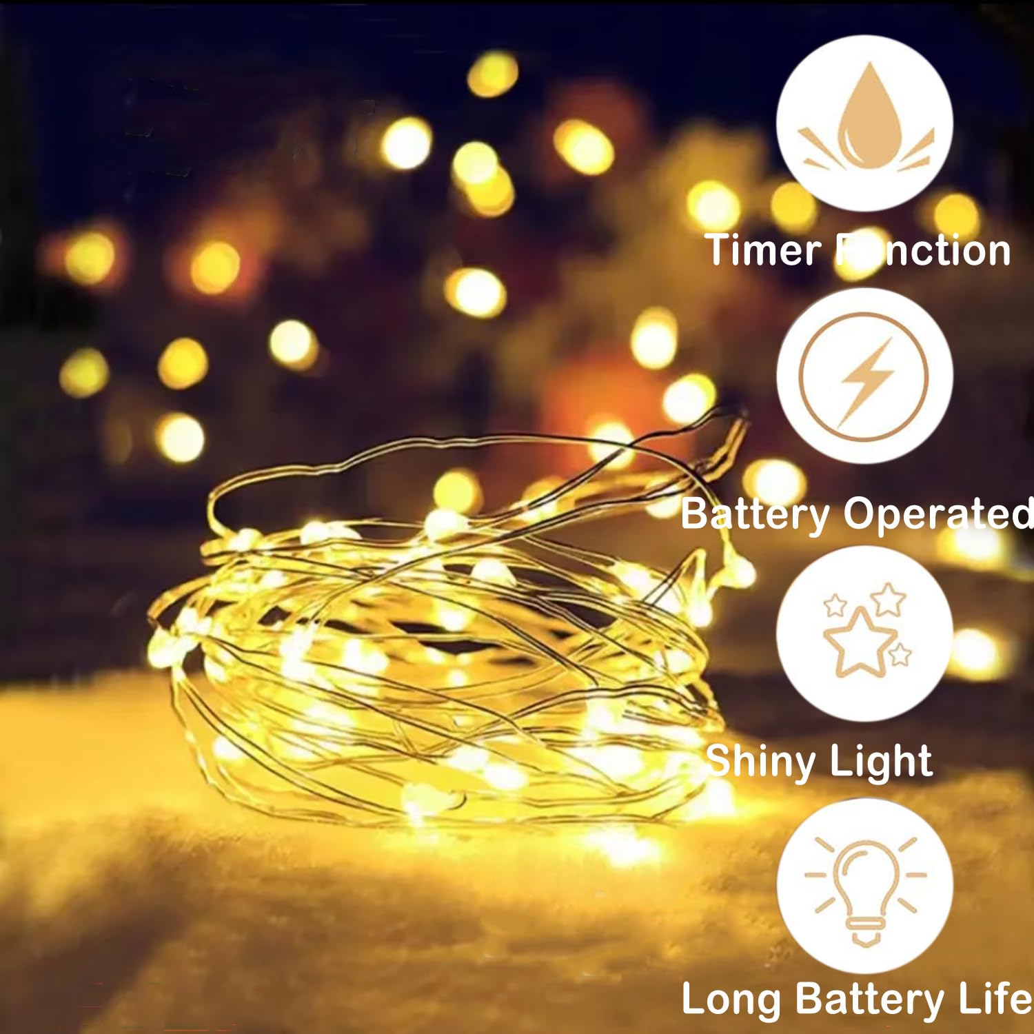 4 Pack LED Fairy Lights Battery Operated with Timer - 3M 30 LED Firefly String Lights, Warm White Copper Wire Twinkle Lights for Bedroom, Christmas, Wedding, Party, Garden & Home Decorations - Perfect for Indoor and Outdoor Decorative Lighting