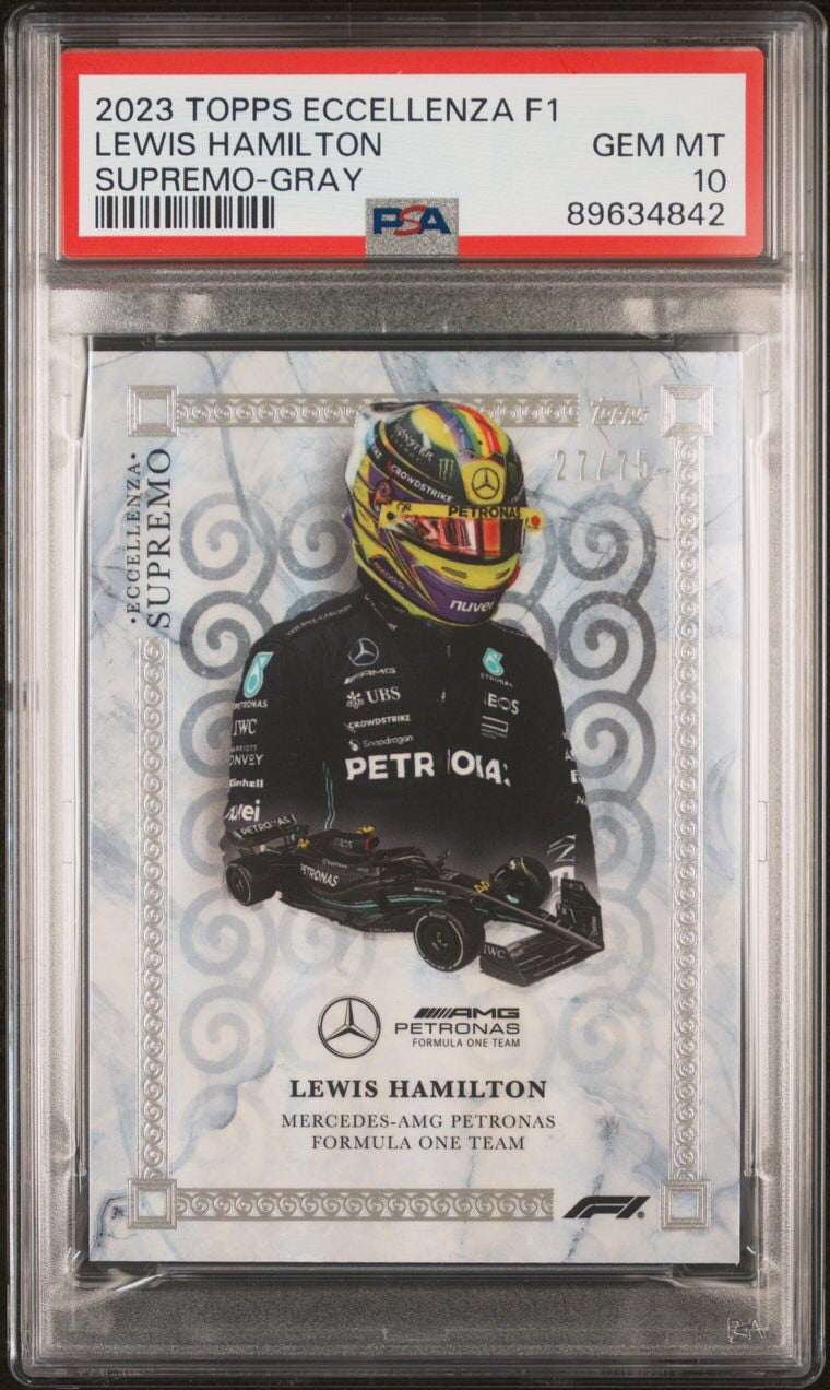 2023 Topps Eccellenza F1 Supremo Lewis Hamilton Gray PSA 10 Card 27/75 - Perfect for F1 Collectors, Racing Memorabilia Displays & Investment Portfolios