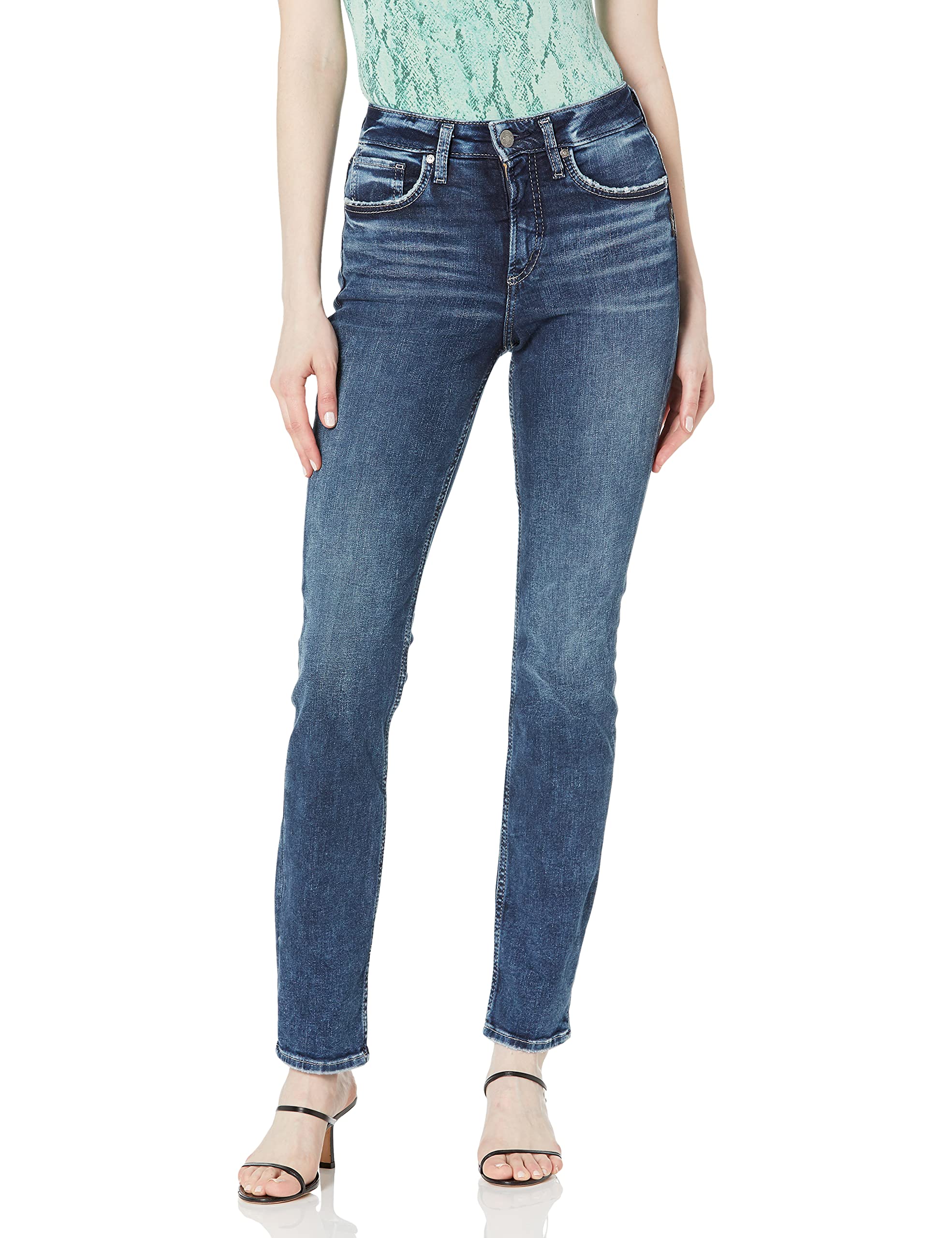Silver Jeans Co. Women's Avery High Rise Straight Leg Jeans - Comfortable Stretch Denim Pants for Casual Wear & Everyday Outfits | Perfect for Work, Dating & Weekend Style