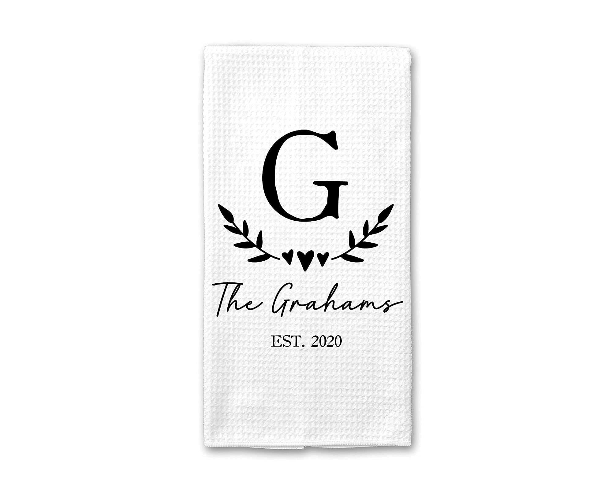 Custom Waffle Weave Dish Towel - Personalized Kitchen Towel Set for Housewarming, Wedding Shower & Hostess Gifts | Absorbent Tea Towels for Cooking, Baking & Kitchen Decor | Engagement Present Idea