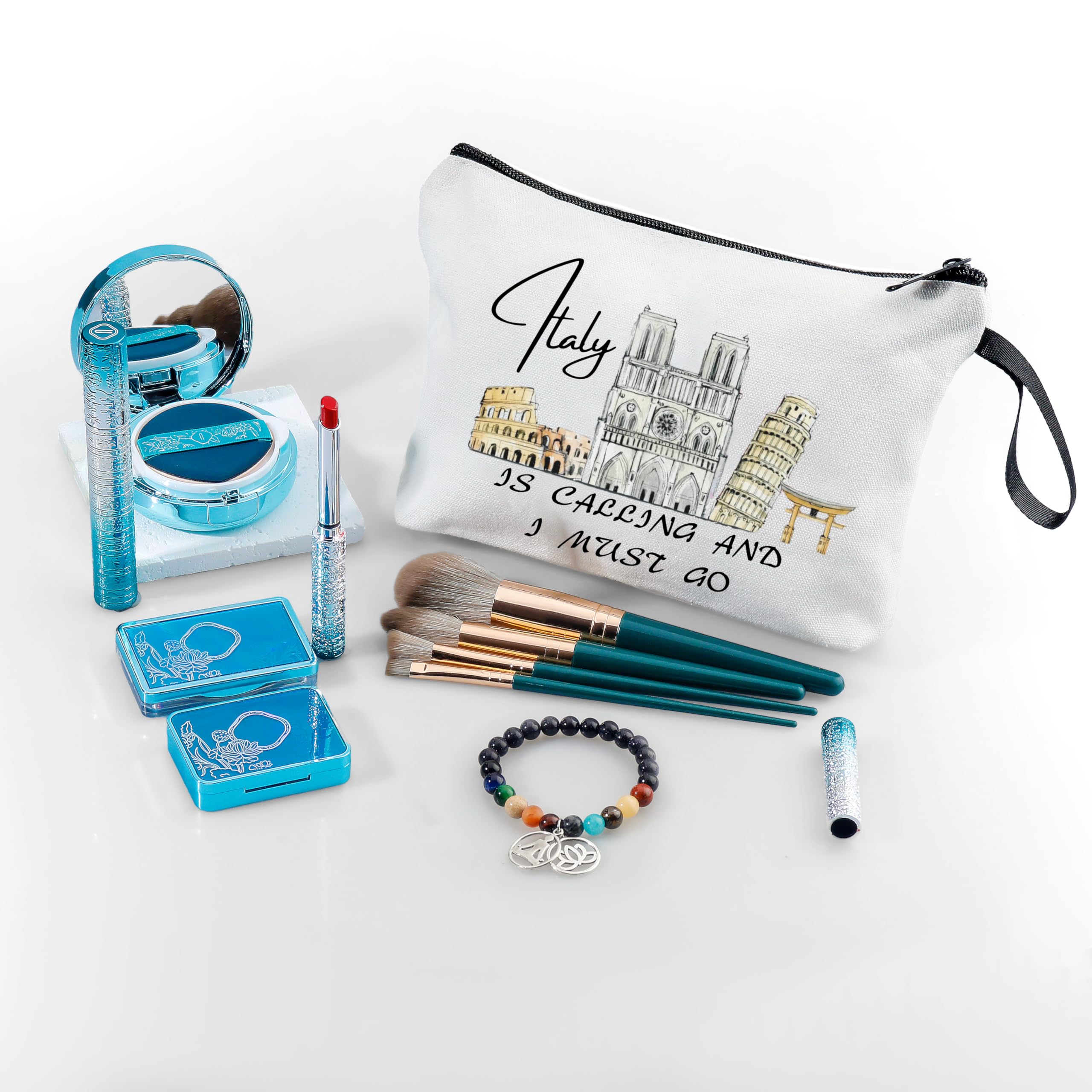 Italy Travel Essentials - Italian Themed Gifts & Makeup Travel Bags for Women | Perfect for International Travelers, Vacation Trips & Cosmetic Organization