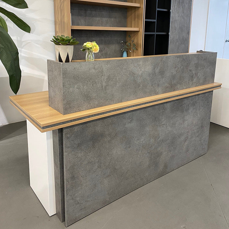 JARIN 1.8M Left Panel Reception Desk in Carbon Grey & White - Modern Office Furniture for Lobby, Hotel, or Corporate Reception Areas