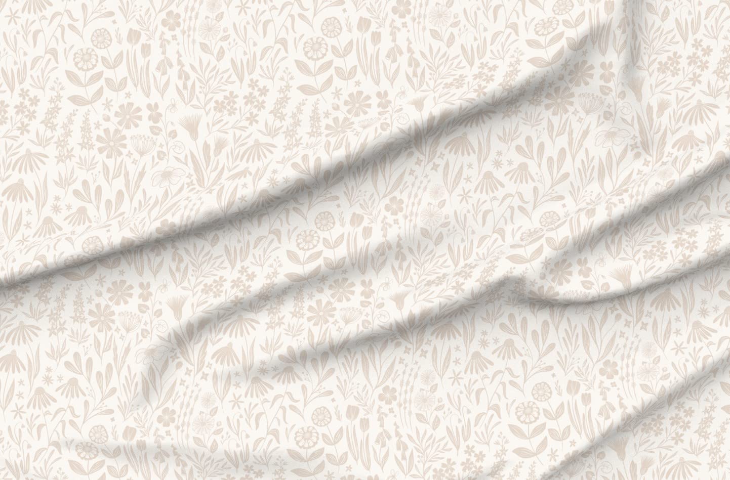 Flowers Cream Pink Nude Medium Scale Subtle Floral Wildflowers Printed Minky Fabric Fat Quarter - Soft Plush Fabric for Sewing Baby Blankets, Quilt Backing & DIY Projects - Perfect for Nursery Decor, Gift Making & Home Crafts