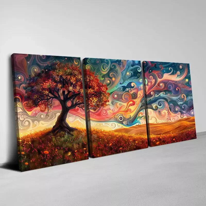 3-Piece Colorful Tree of Life Abstract Wall Art Set - Framed Canvas 50x70cm | High Quality Print | 100% Australian Made | Ready to Hang | Perfect for Living Room, Bedroom & Office Decor