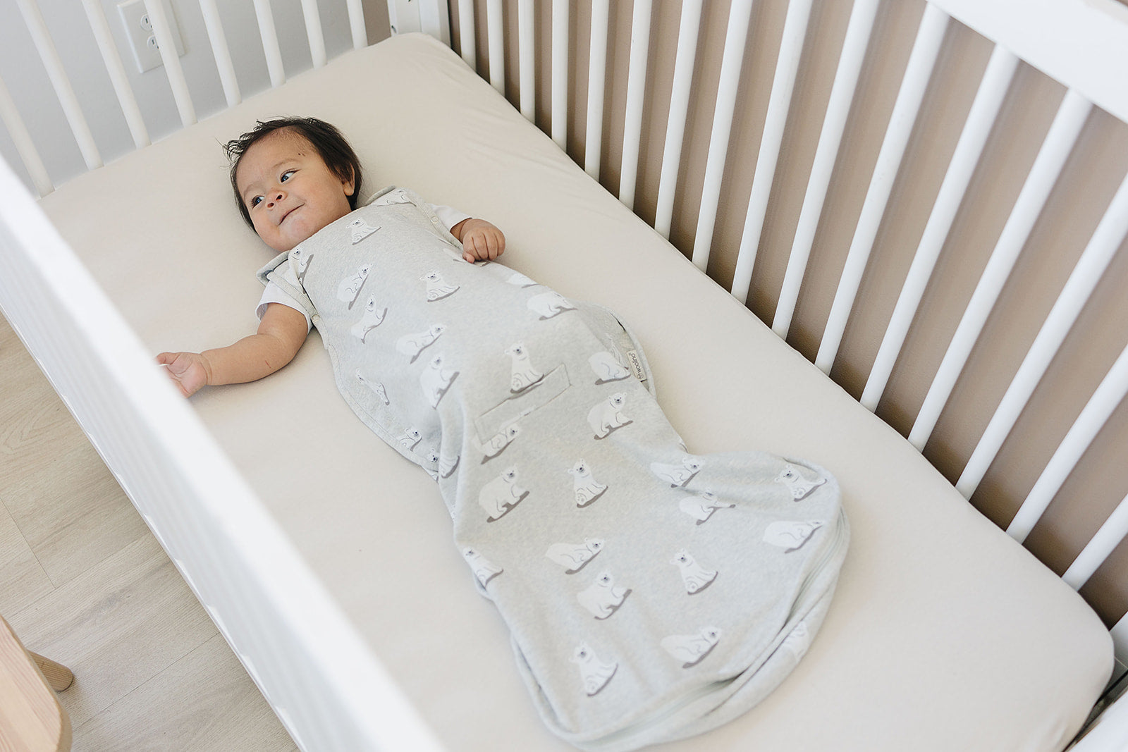 4 Season Baby Sleep Sack - Merino Wool & Organic Cotton Sleeping Bag for Infants 2 Months to 2 Years - Polar Bear Design for Cozy Nursery & Travel Use