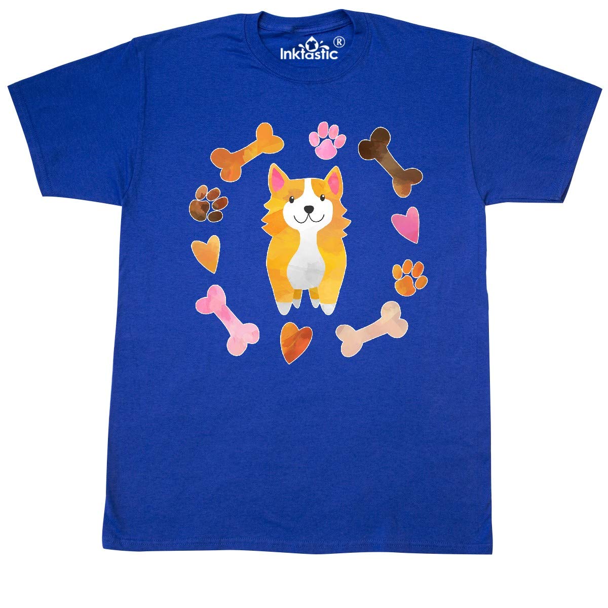 Inktastic Cute Corgi Puppy Valentine T-Shirt with Hearts & Bones - Perfect for Valentine's Day, Pet Lovers & Casual Wear