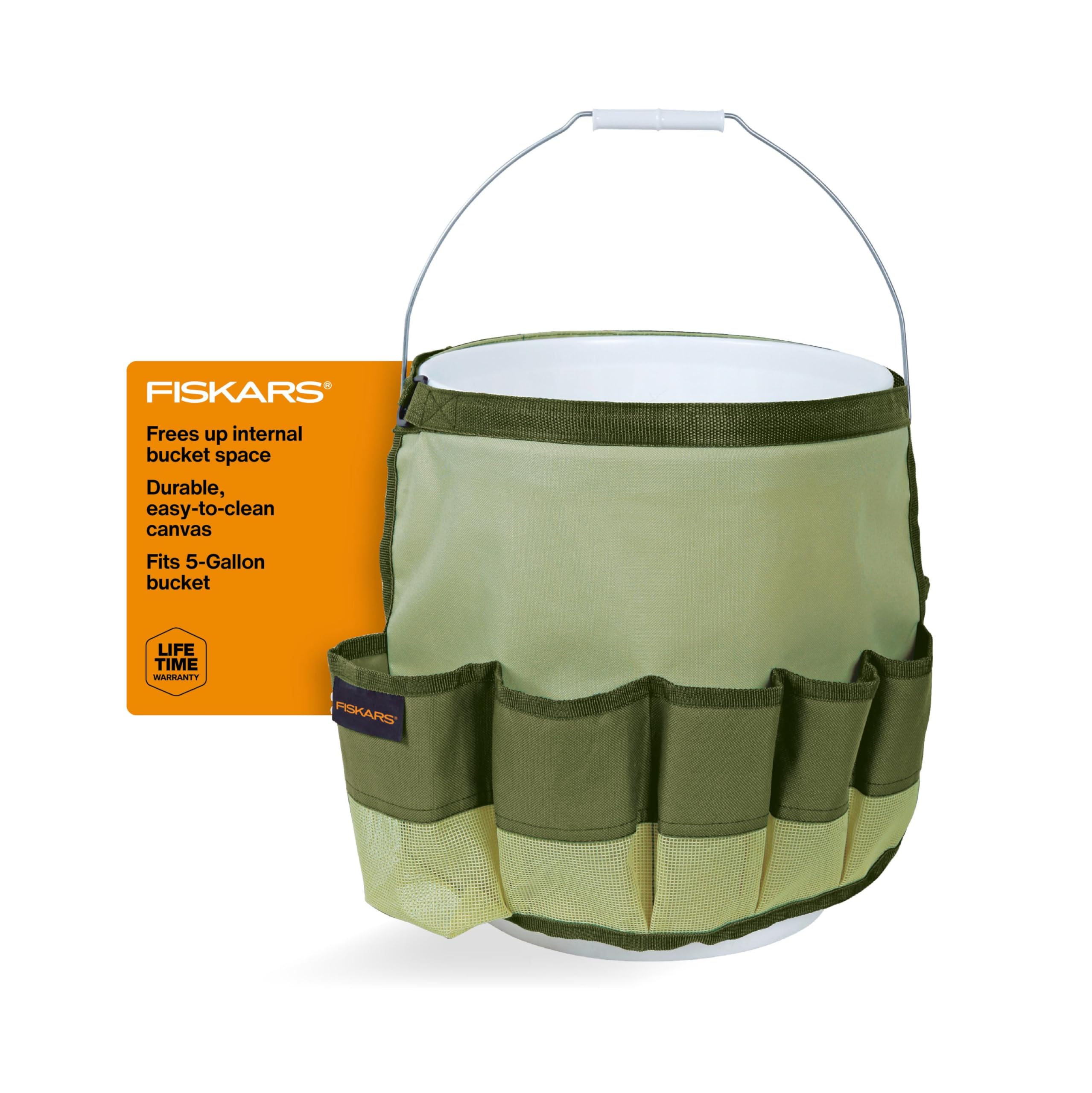 Fiskars 5 Gallon Garden Tool Bucket Caddy - Heavy Duty Organizer for Gardening Tools (Bucket & Tools Not Included) | Perfect for Outdoor Yard Work, Landscaping & Garden Storage