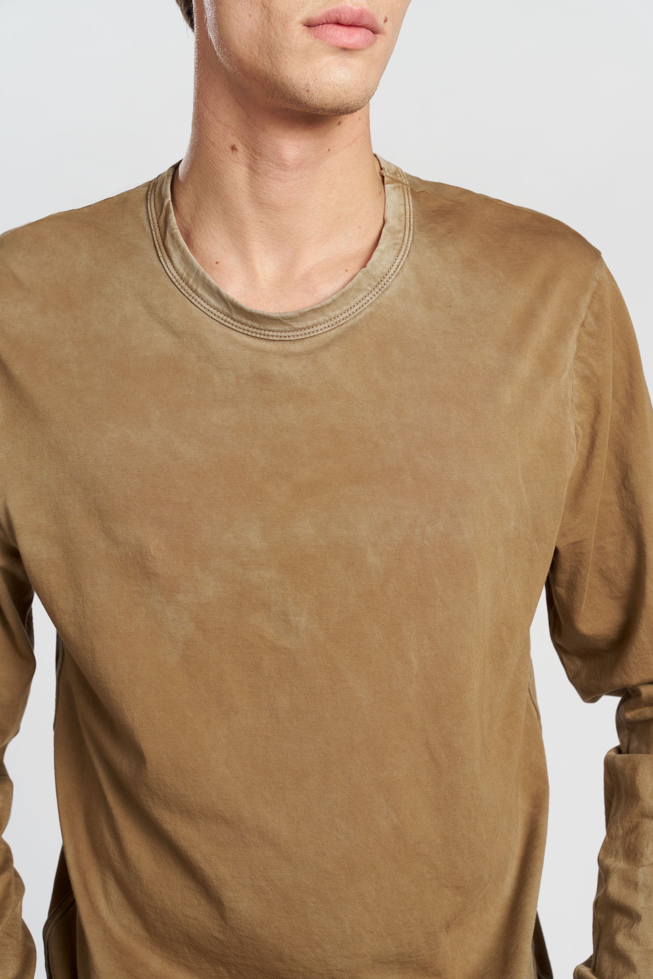 Classic Crew Neck Long Sleeve Cotton Shirt for Men - Comfortable Casual Wear for Work, Office & Everyday Outfits