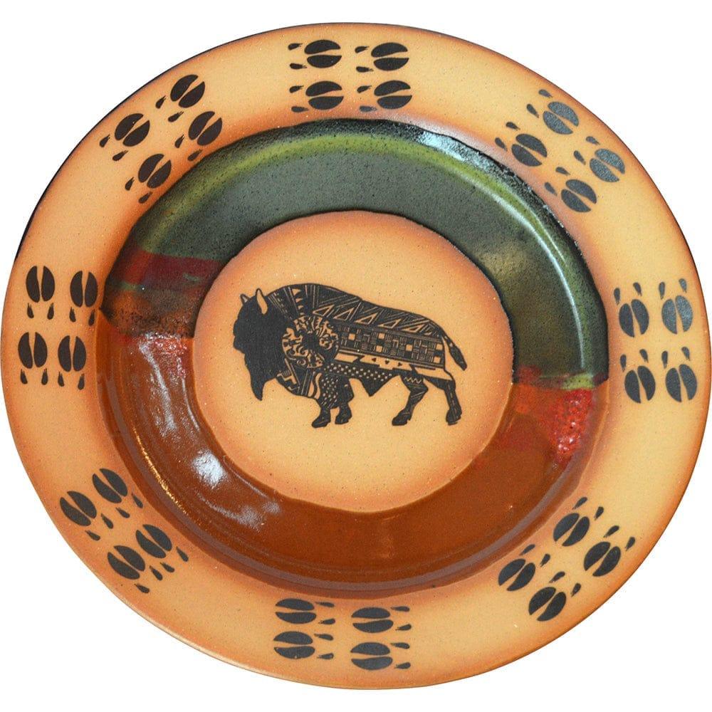 Buffalo Tracks Dinnerware Set - Rustic Western Style Plates, Bowls & Mugs for Cowboy Themed Dining & Camping