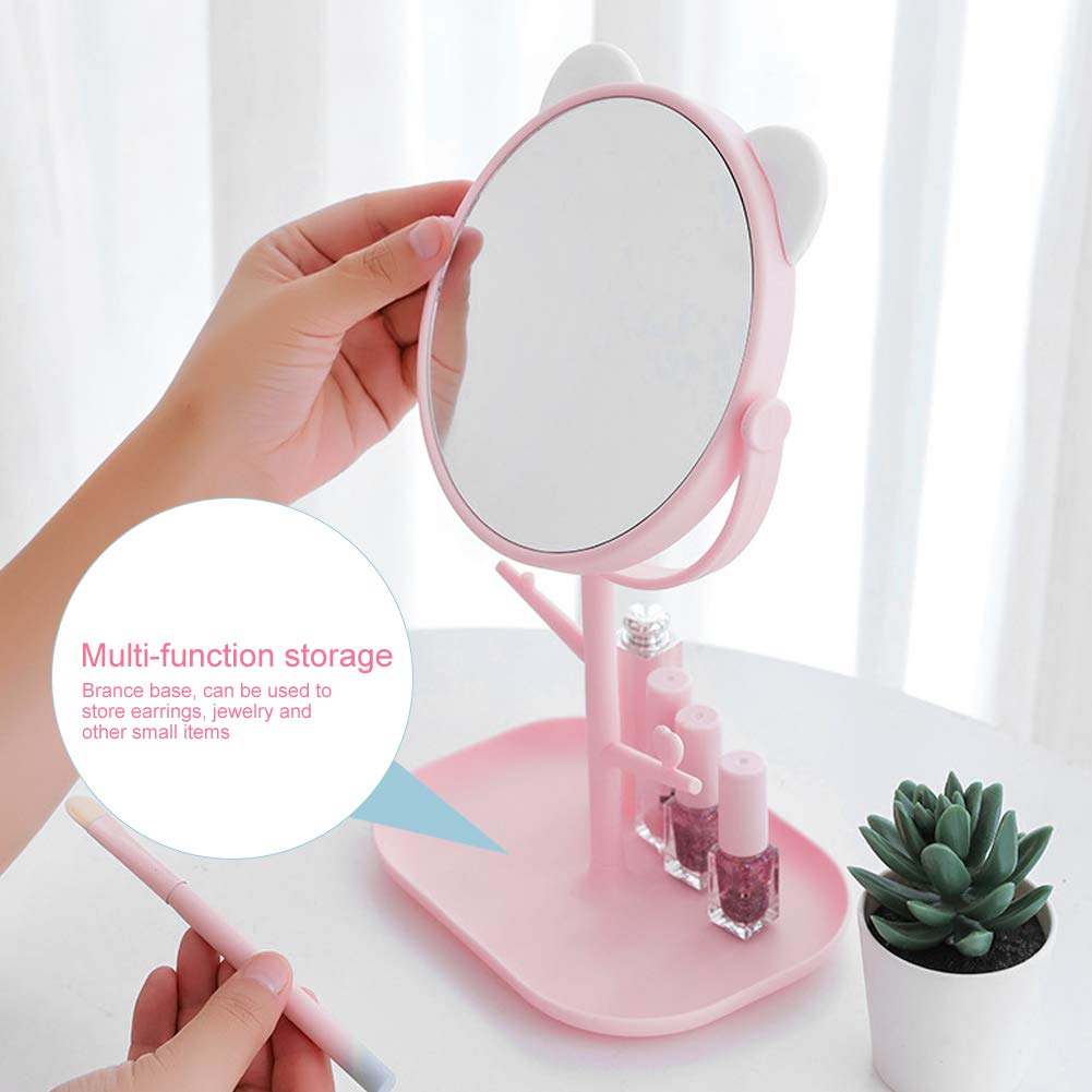 Cute Mickey Ear White Cosmetic Mirror - HD Fashionable Makeup Mirror for Women & Girls | Perfect for Home Vanity, Travel, and Gift Giving