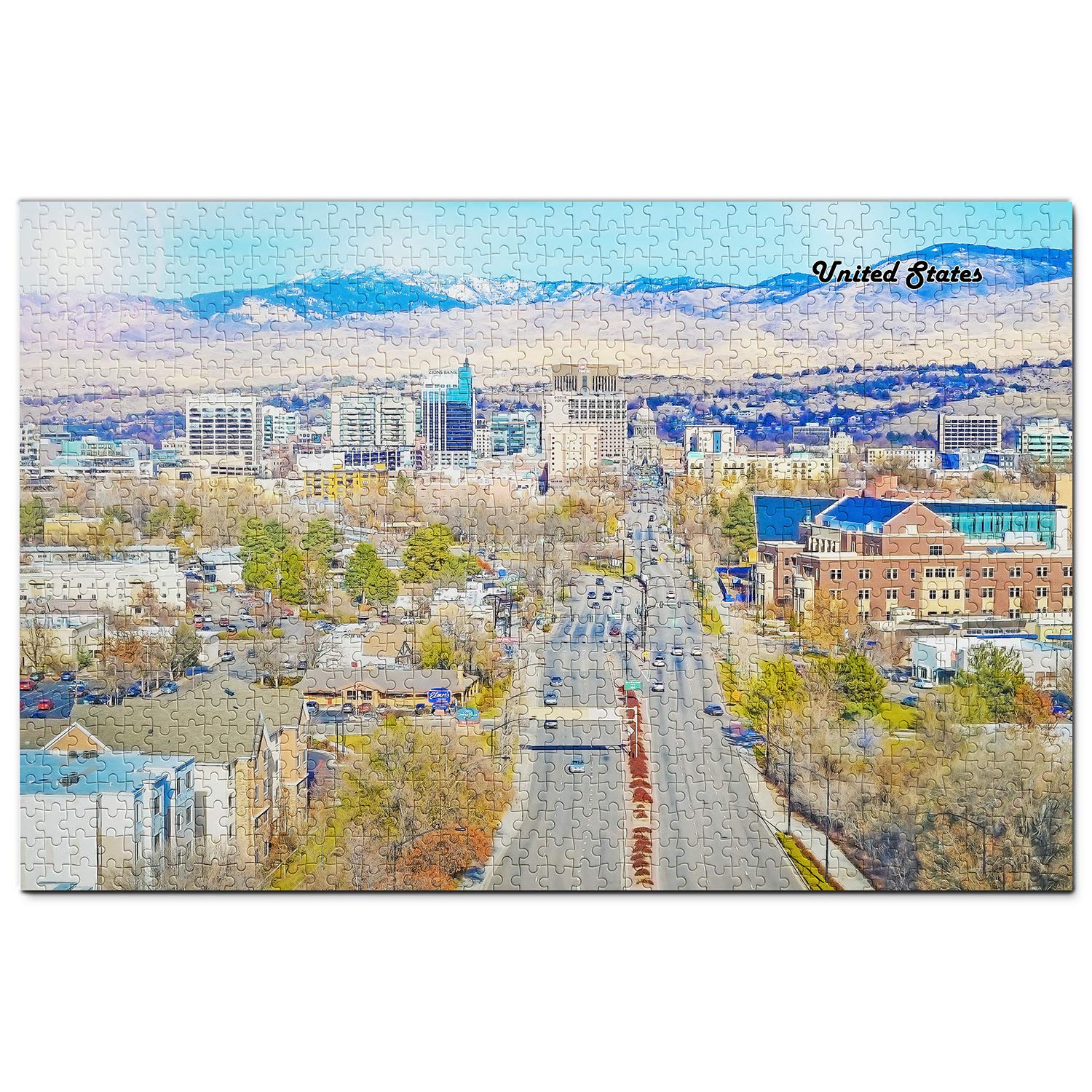 1000 Piece USA Jigsaw Puzzle - Wooden Travel Souvenir Featuring Boise, Idaho | Perfect for Home Decor, Family Game Night & Educational Gift